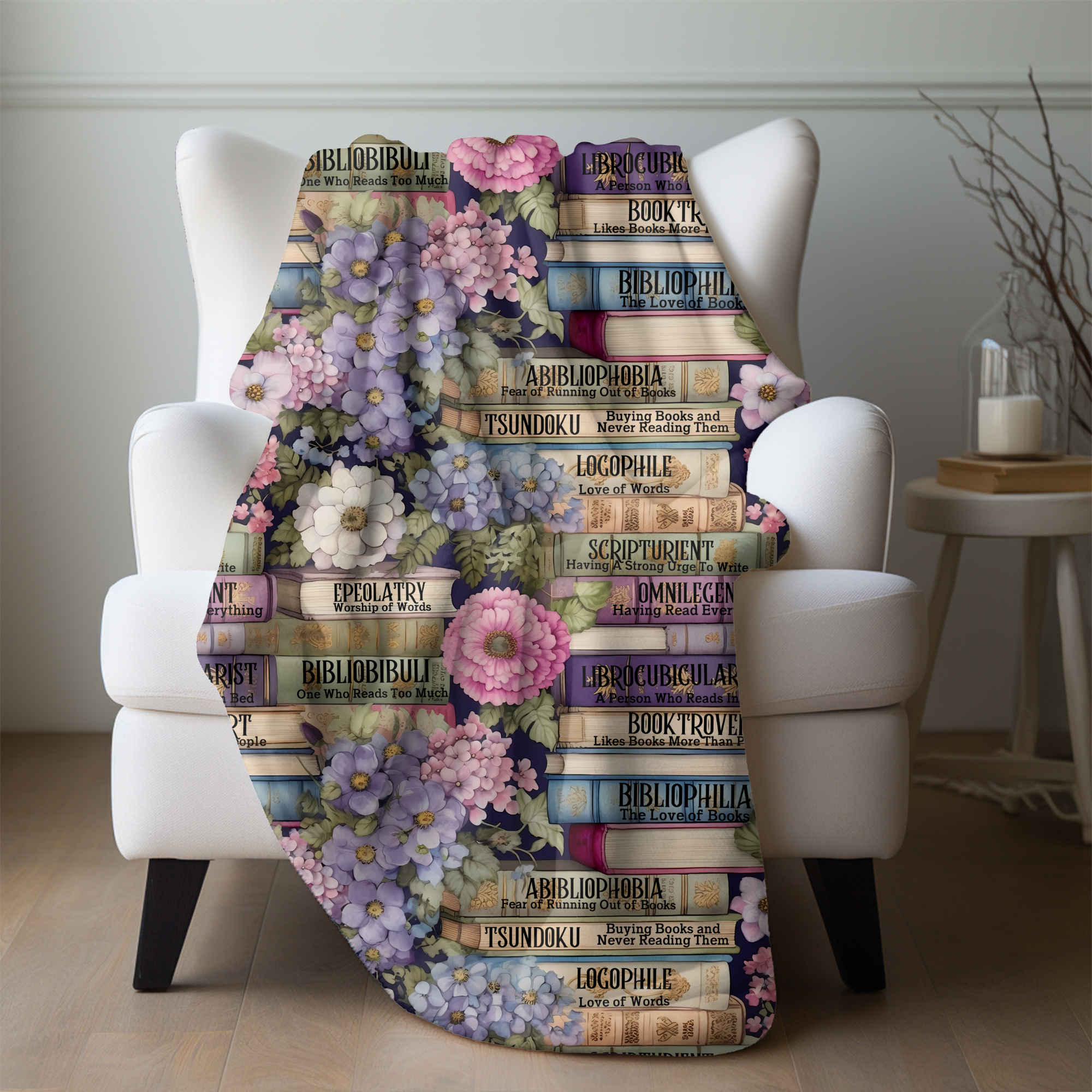 Words We Love – Colorful Literary Book Spine Velveteen Blanket
