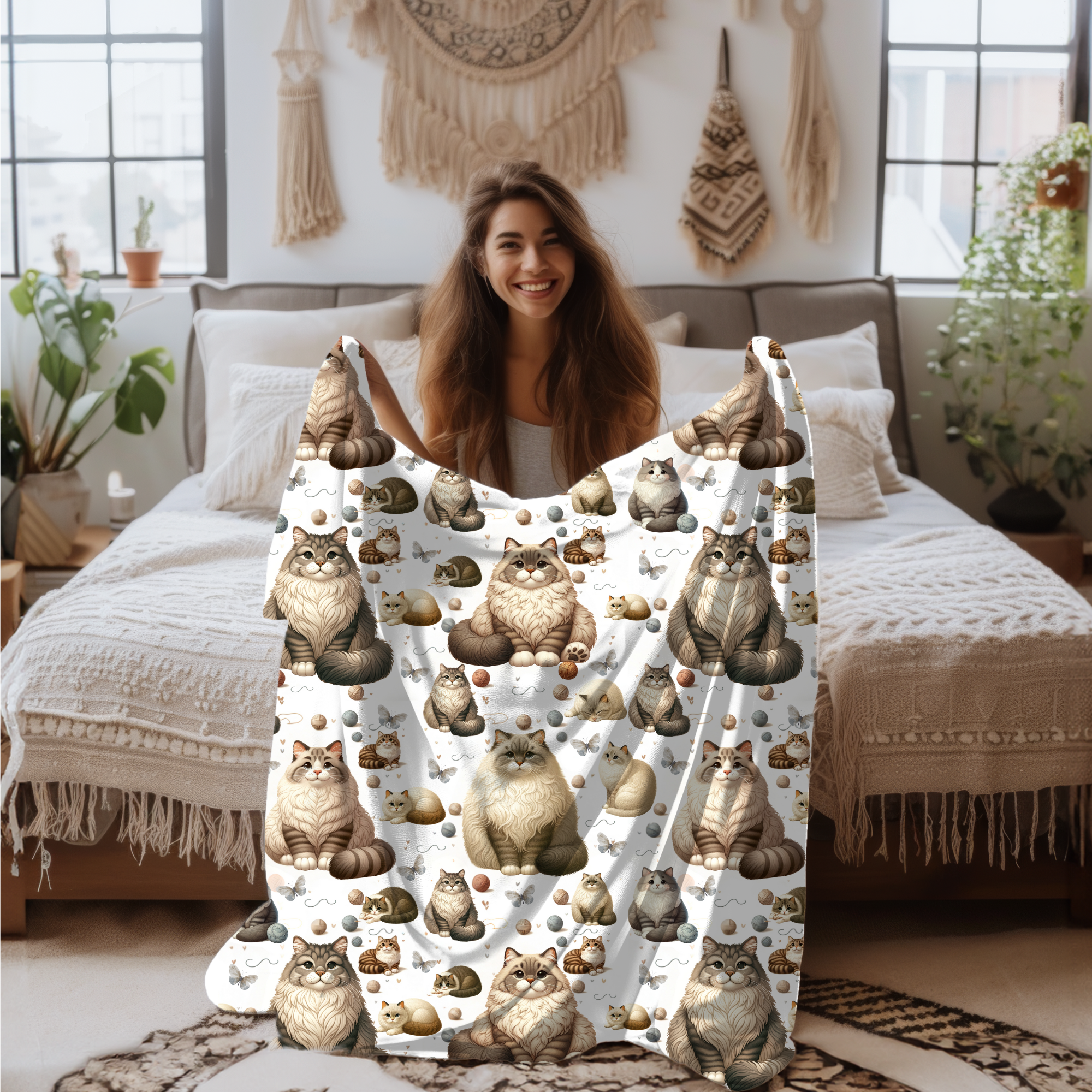 Cozy Cat Lover Blanket – Cute Kitty Throw with Playful Cats