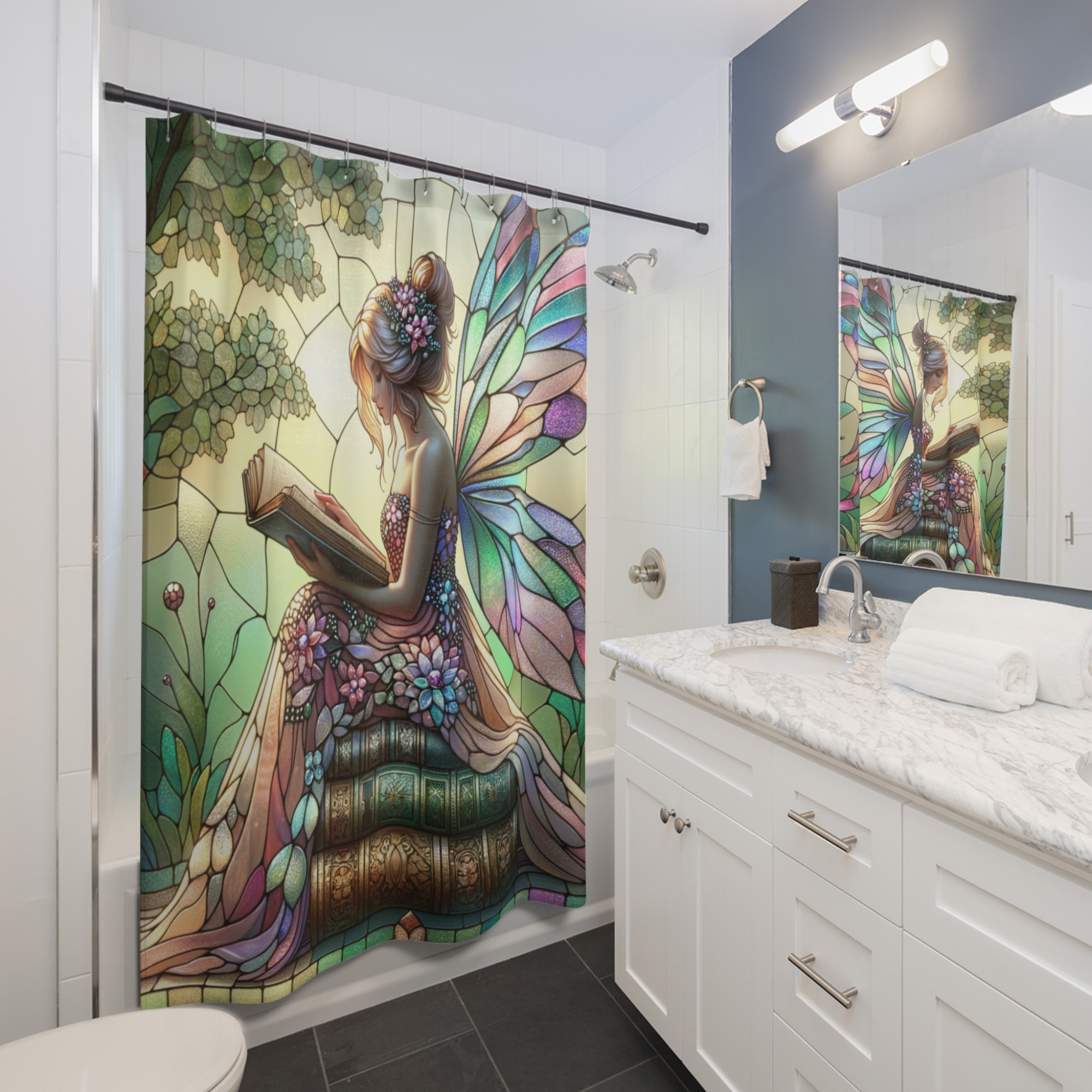 Stained Glass Fairy – Enchanted Shower Curtain