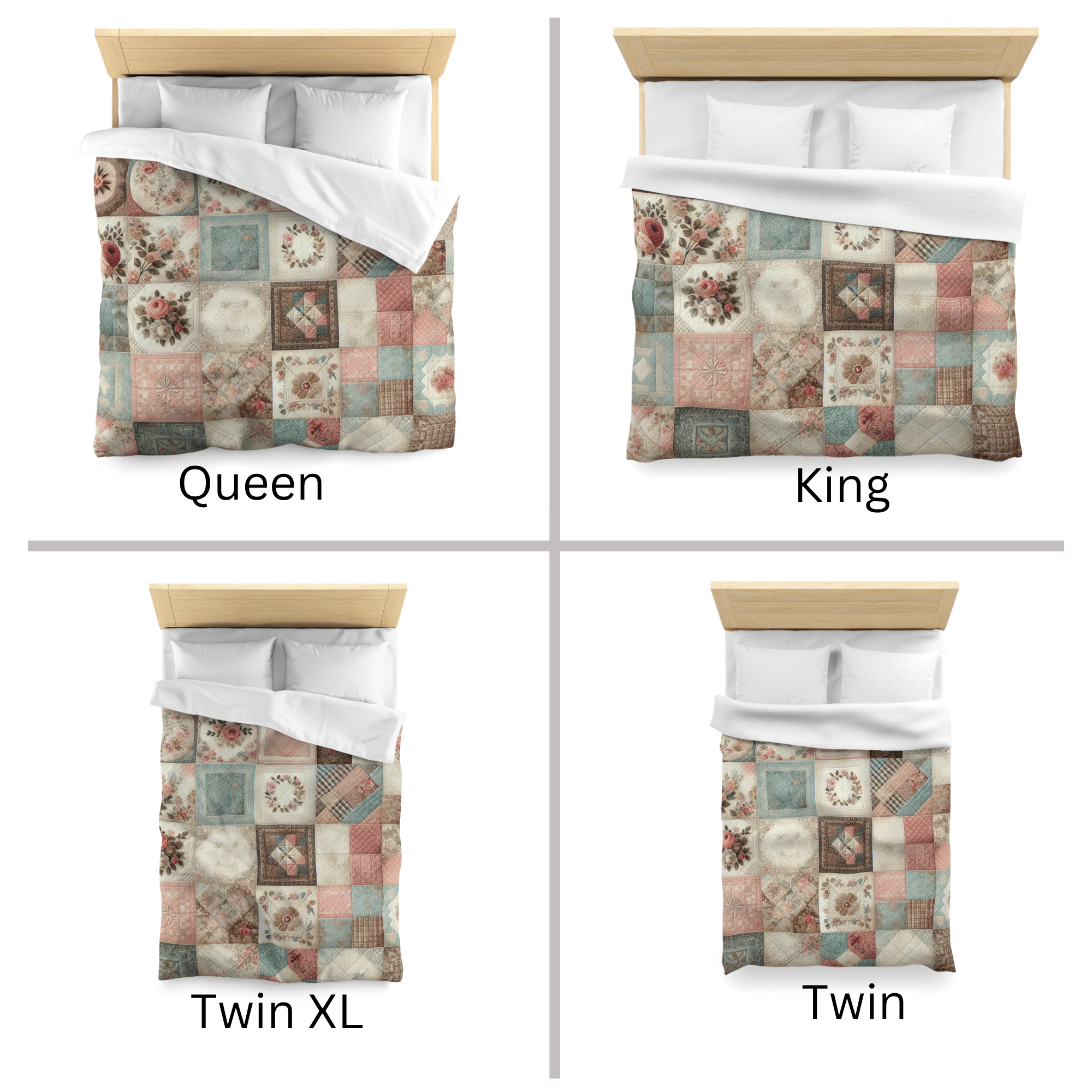 Pastel Rose Patchwork Quilt – Vintage Quilt Duvet Cover