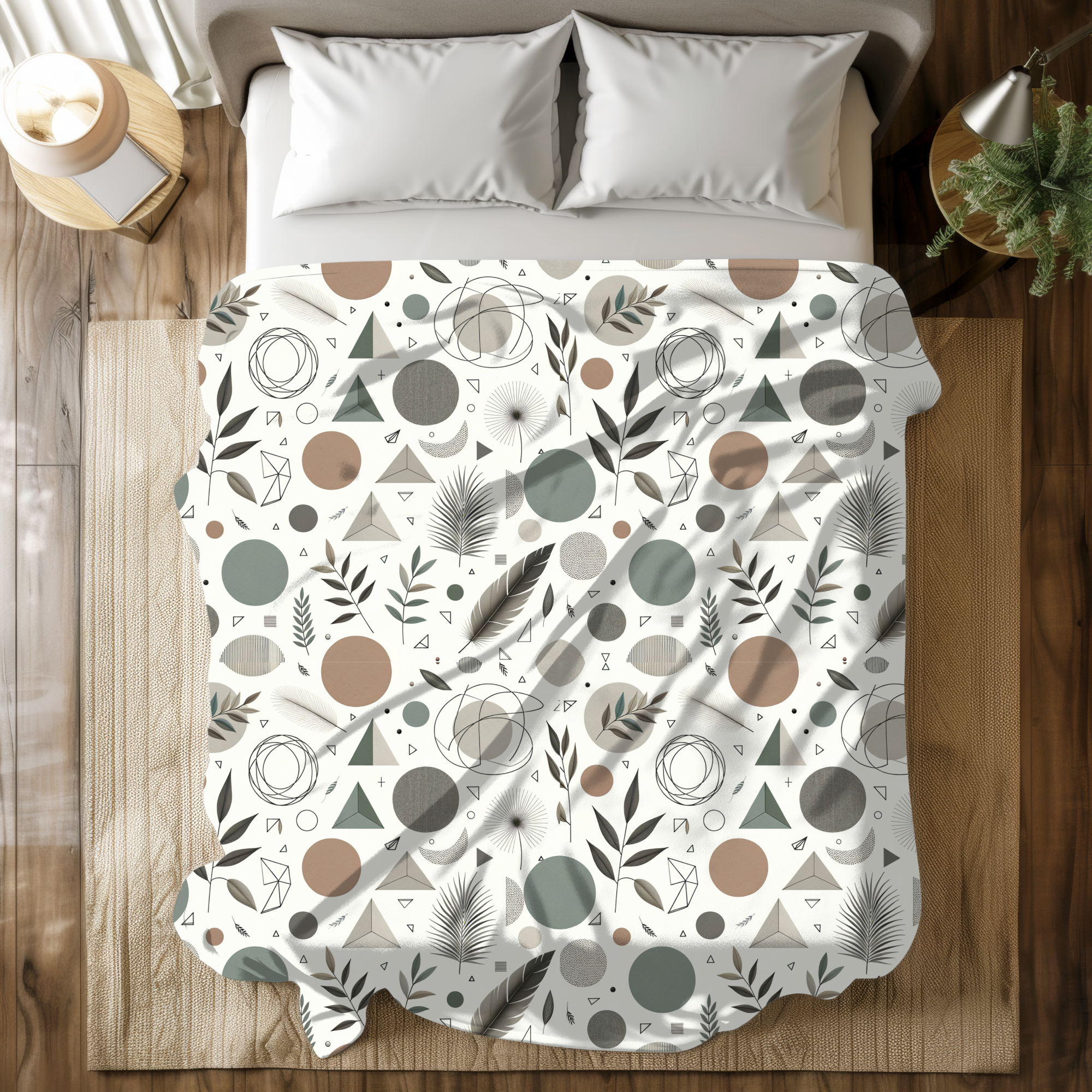 Earthy Geometric Shapes Duvet – Boho Modern Bedding