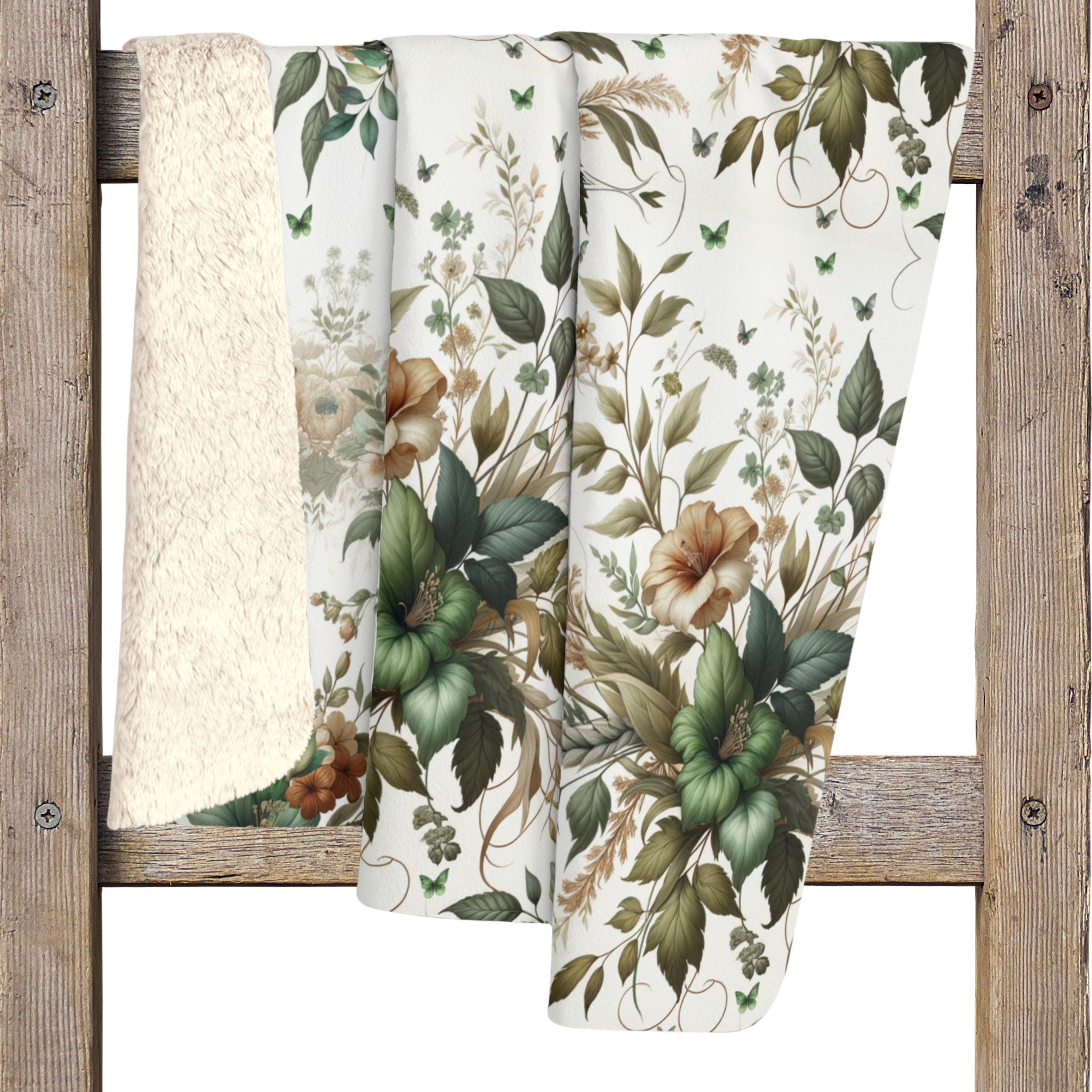 Botanical Garden Harmony – Cozy Sherpa Floral Blanket