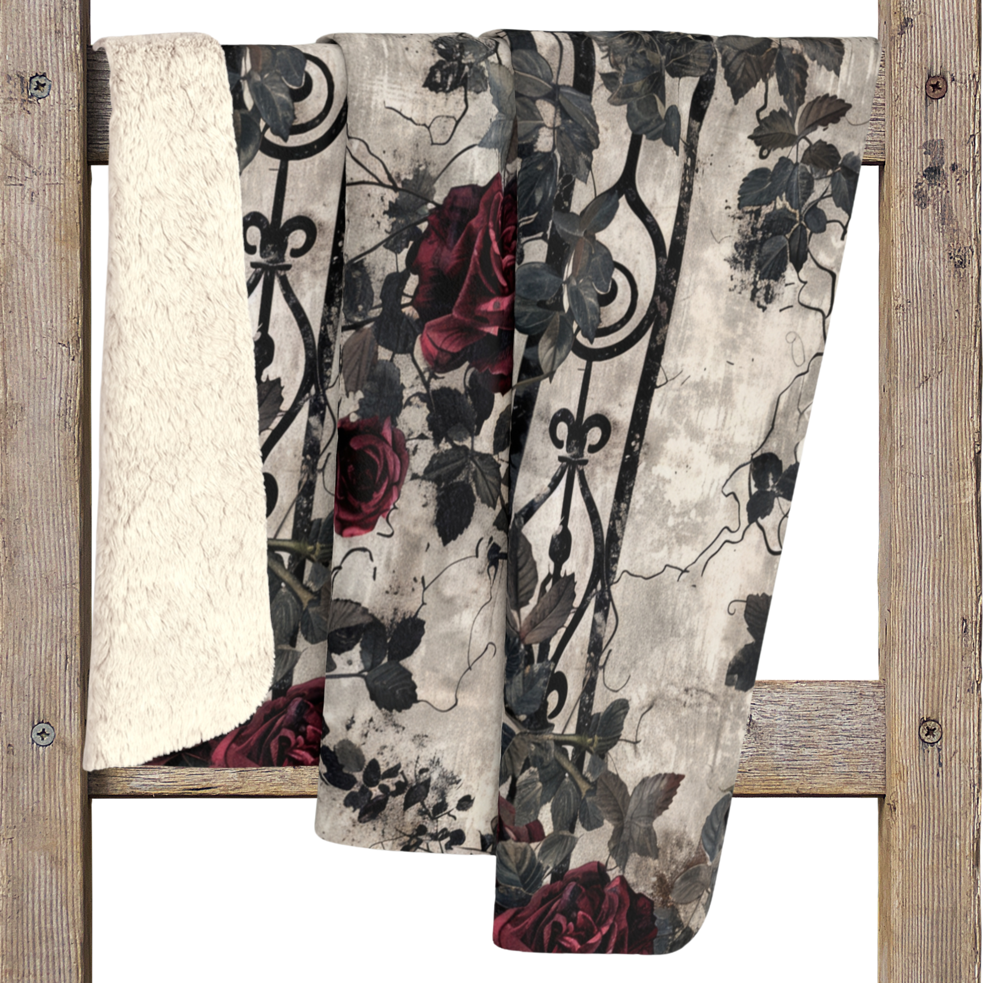 Victorian Gothic Garden – Sherpa Throw Blanket