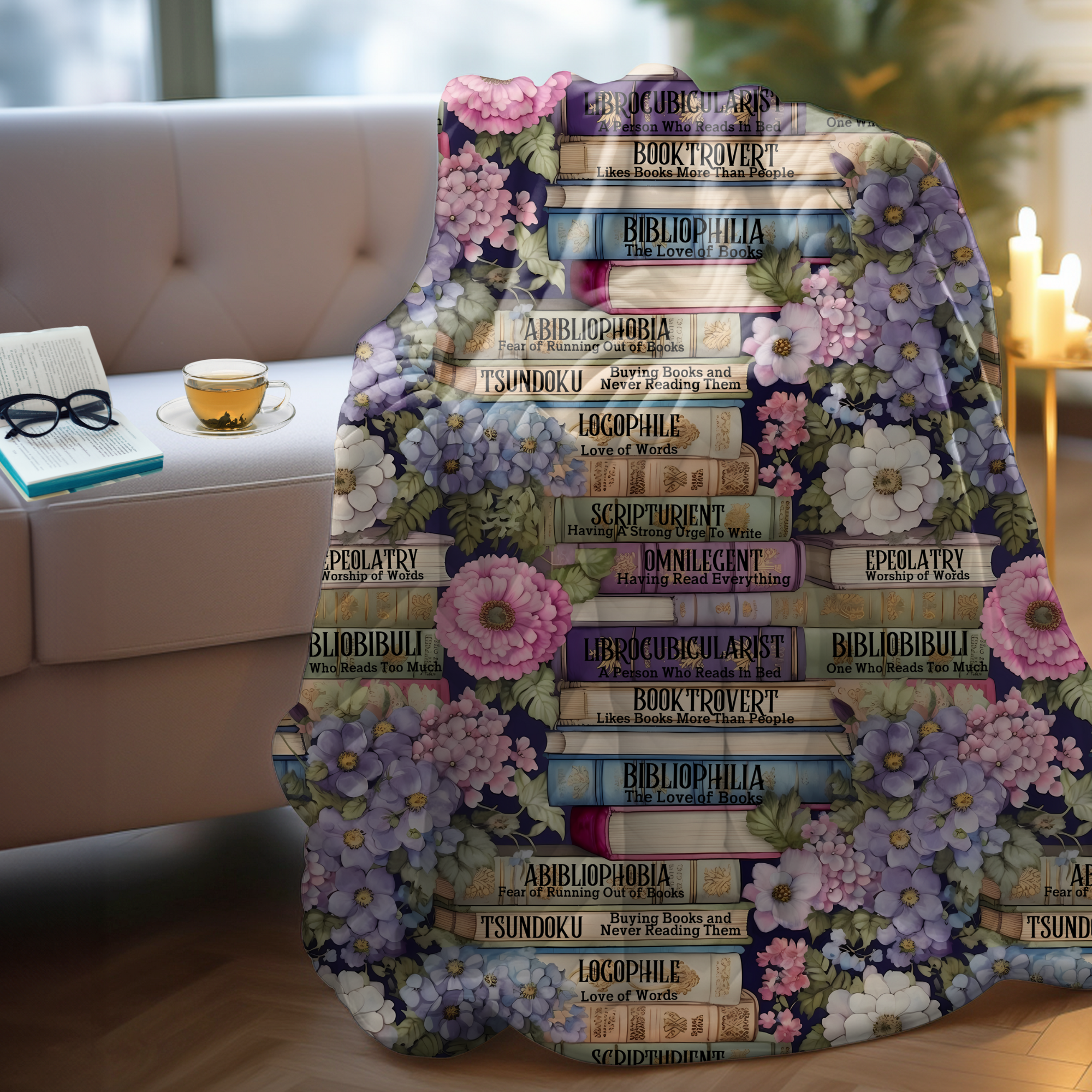 Words We Love – Colorful Literary Book Spine Velveteen Blanket