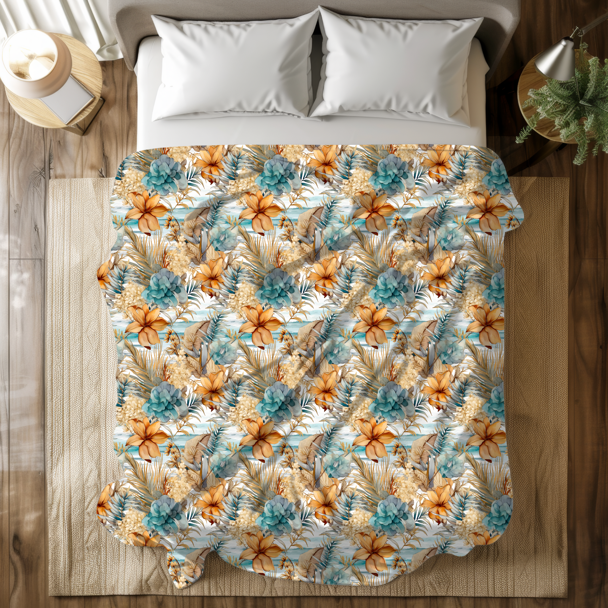 Tropical Sunset Blooms – Velveteen Blanket