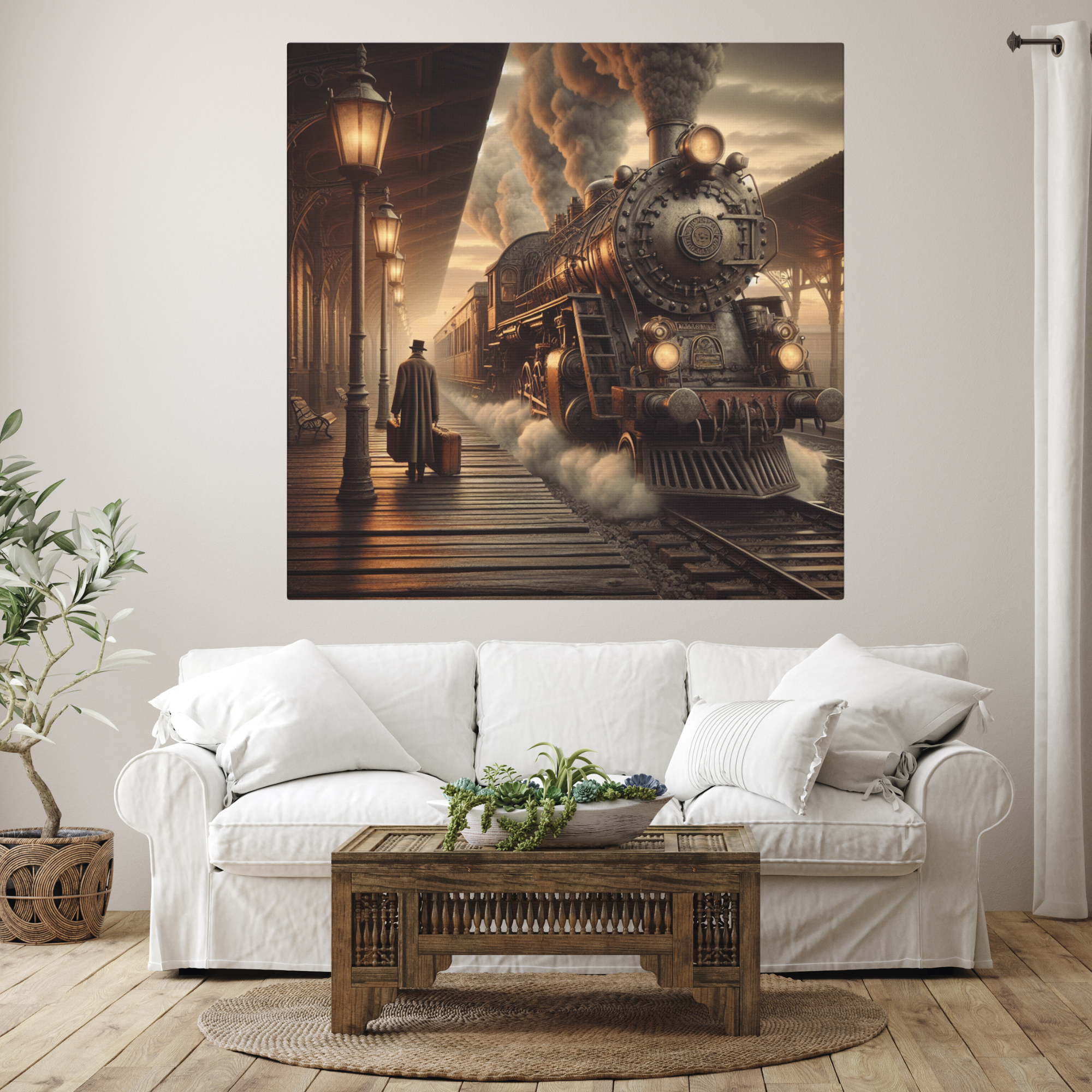 Victorian Steam Train Departure – Vintage Station Wall Art