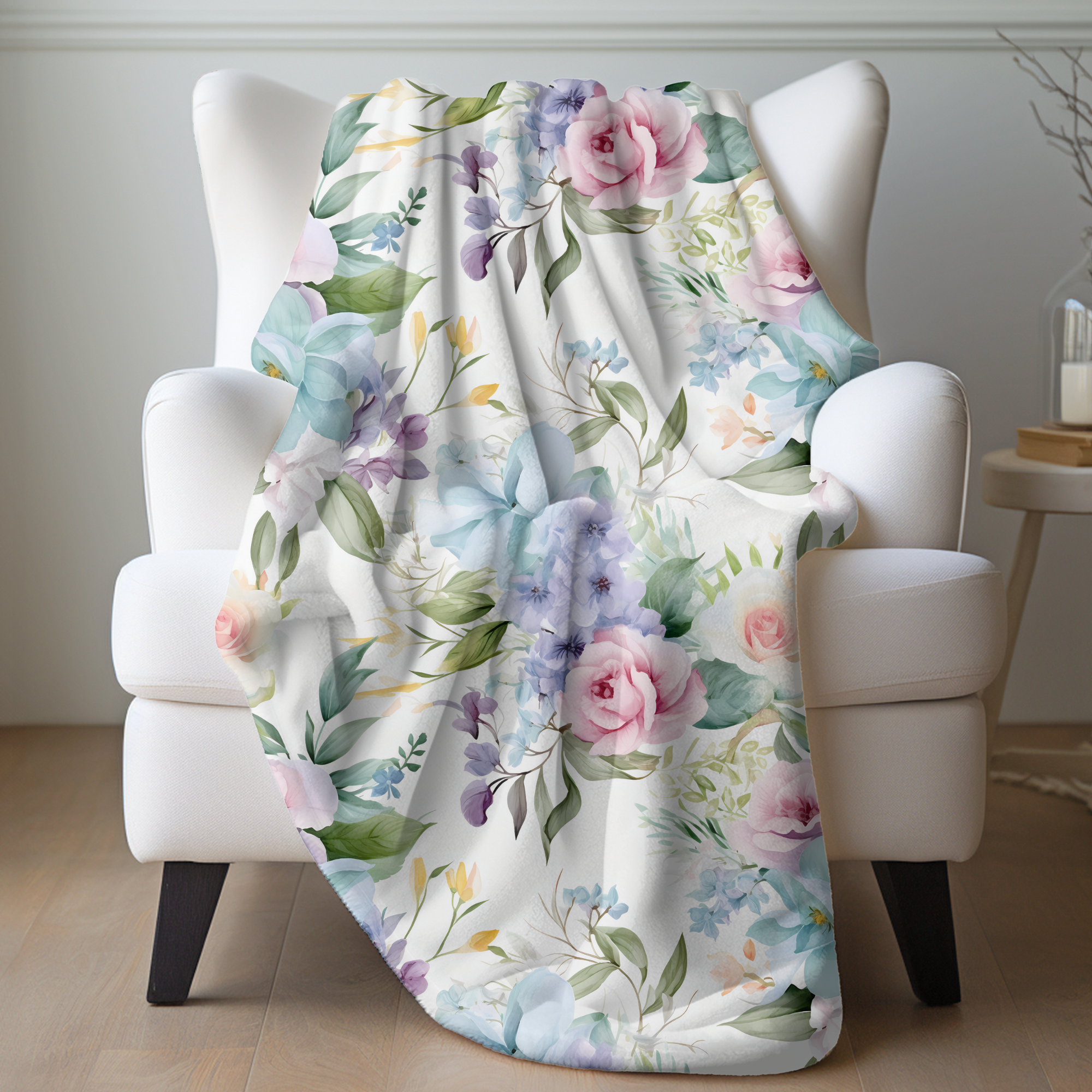 Spring Garden Bloom – Pastel Floral Velveteen Blanket