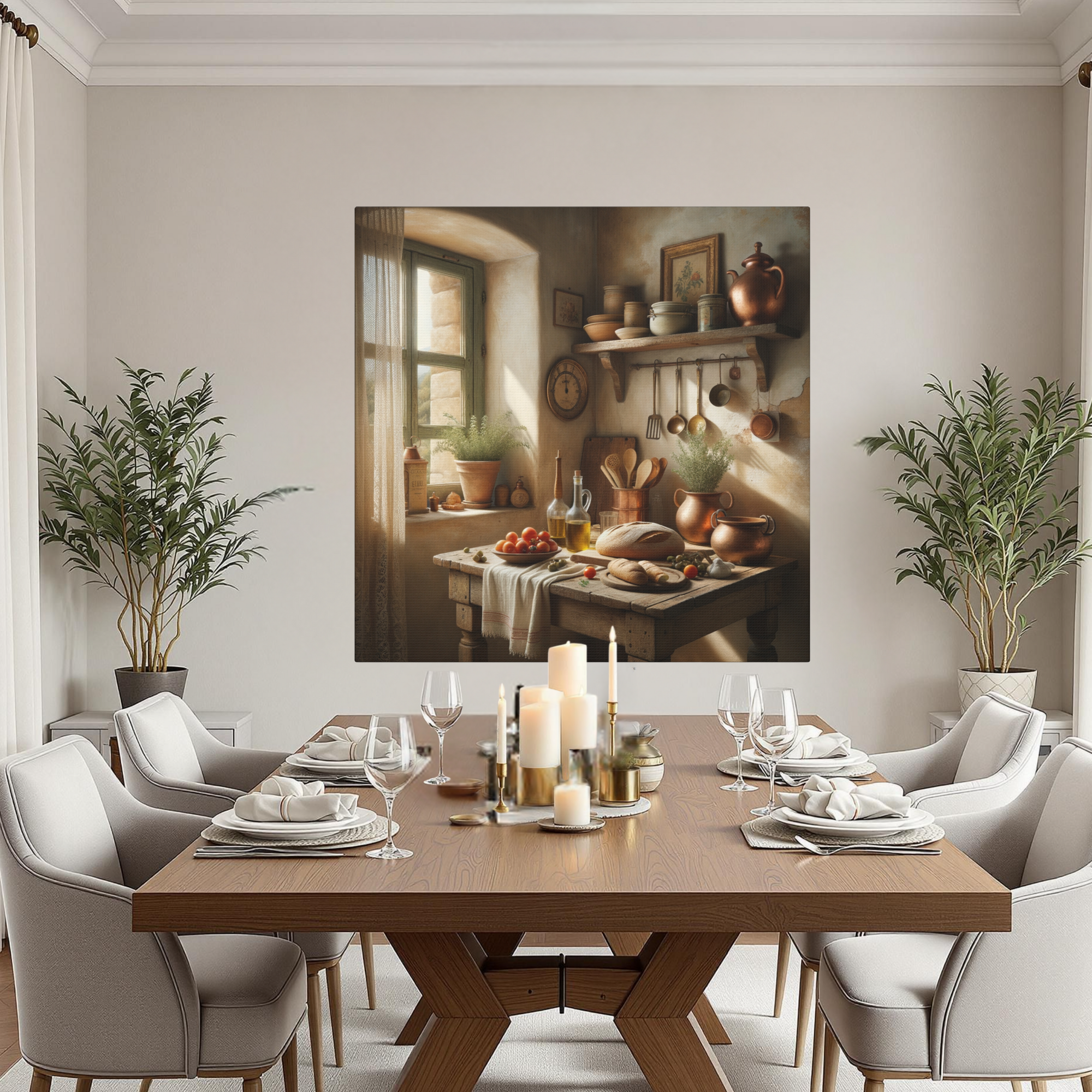 Sunlit Italian Kitchen Wall Art – Rustic Tuscan Countryside Décor