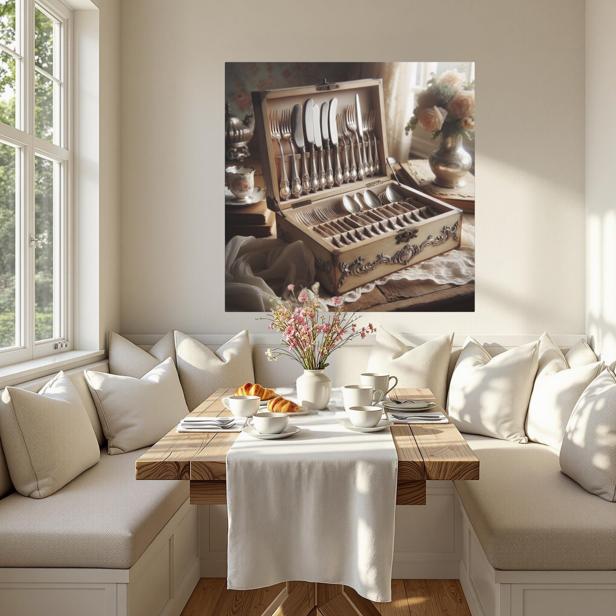 Vintage Silverware Chest – Antique Dining Room Wall Art