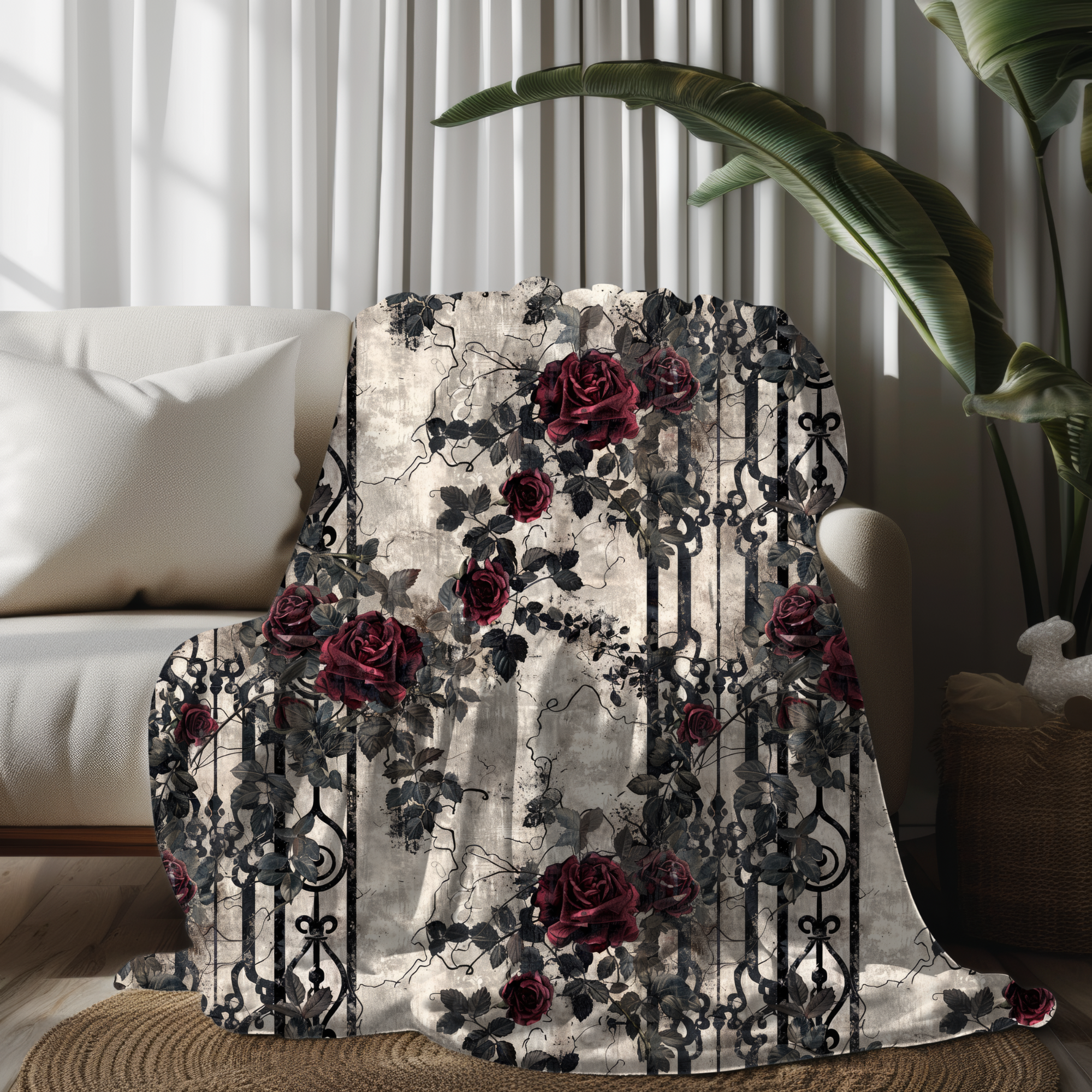 Victorian Gothic Garden – Sherpa Throw Blanket