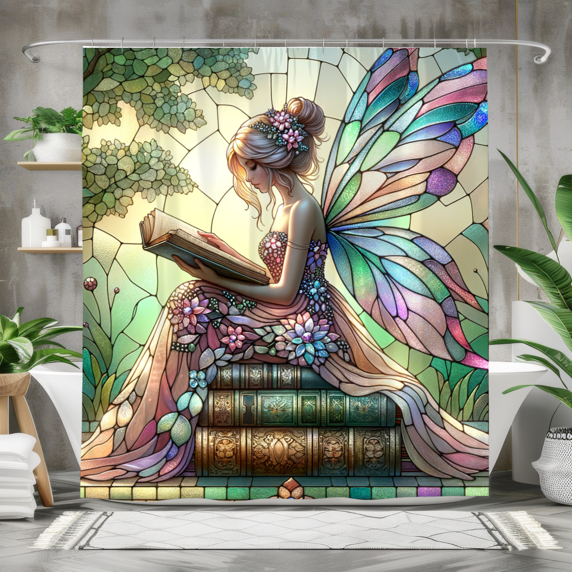 Stained Glass Fairy – Enchanted Shower Curtain