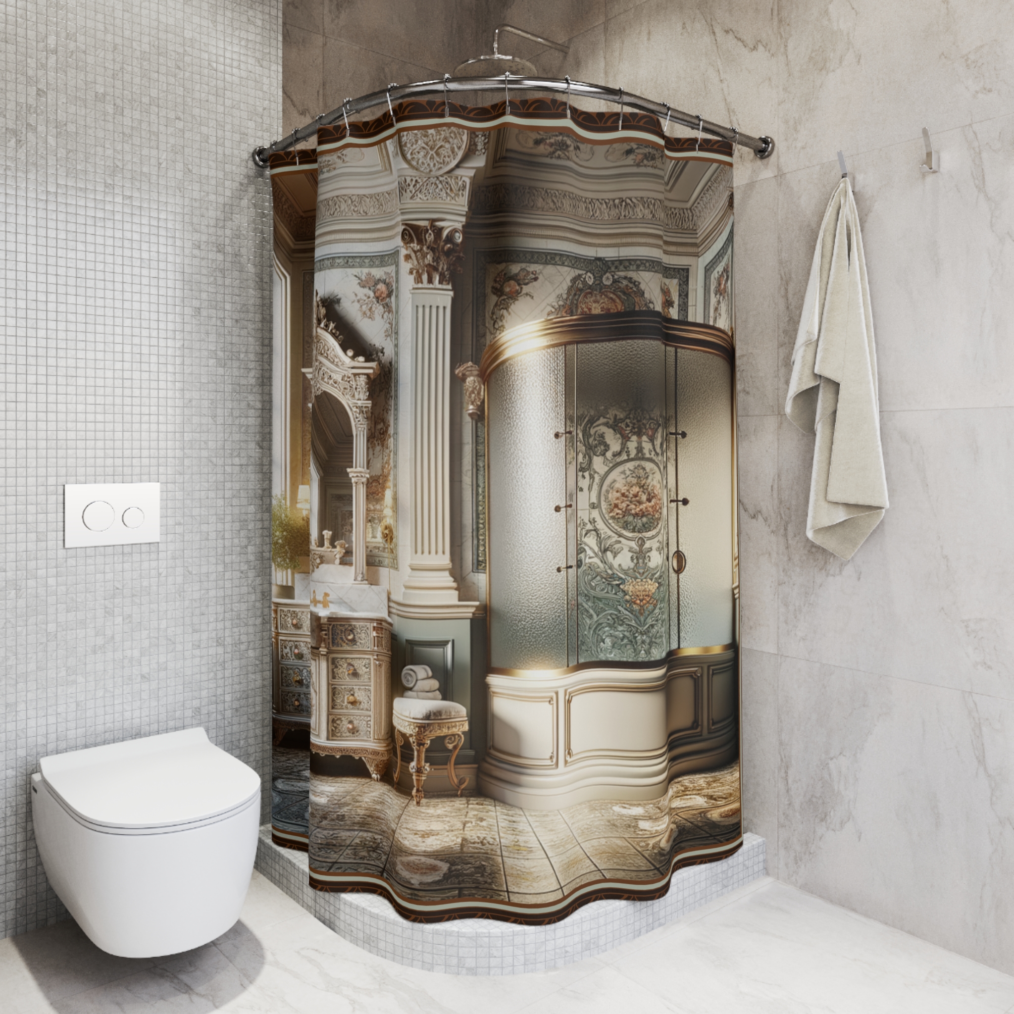 Regal Victorian Bathroom – Elegant Vintage Shower Curtain