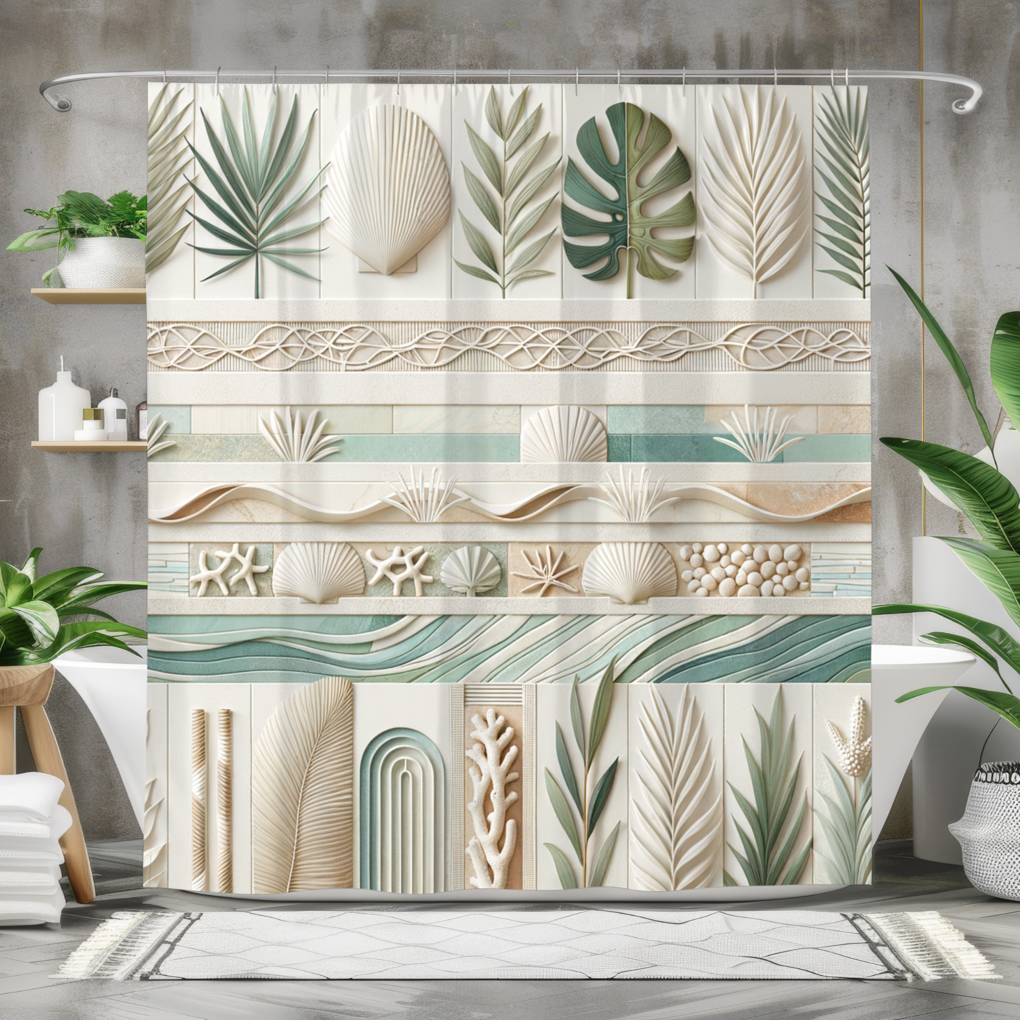Coastal Botanical Shower Curtain