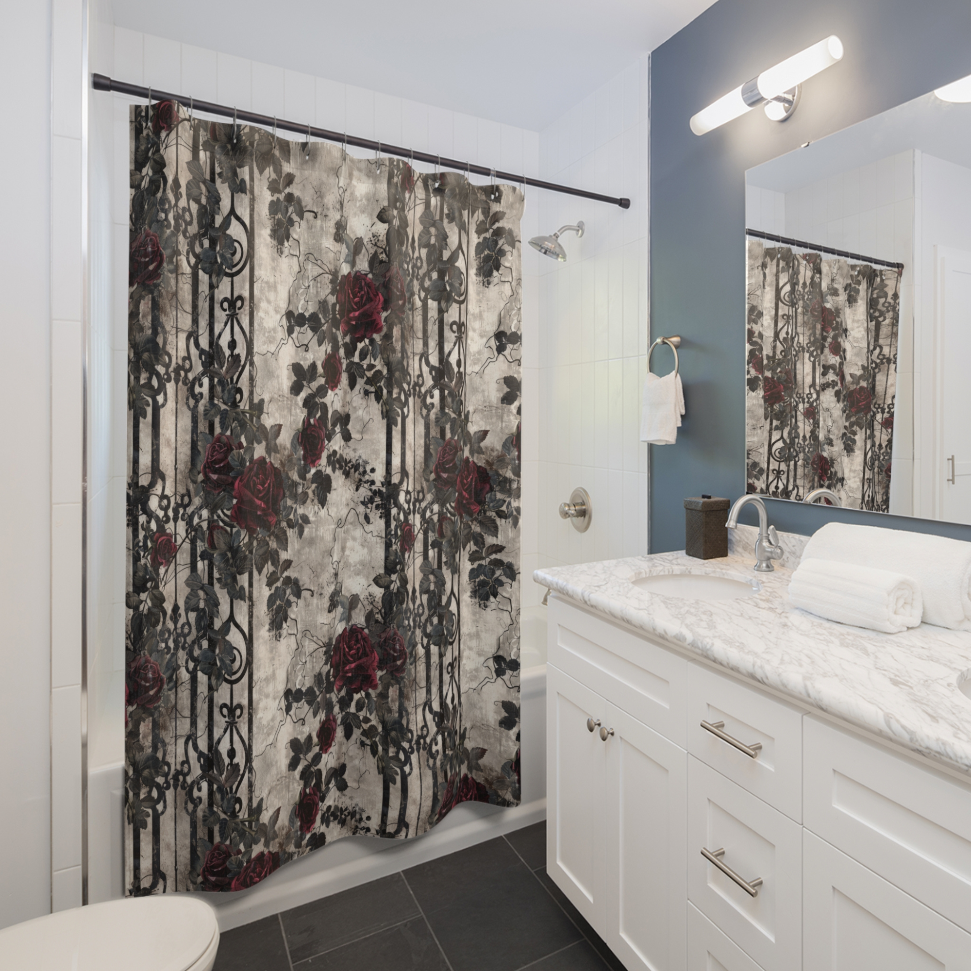 Gothic Rose Garden – Elegant Romantic Shower Curtain