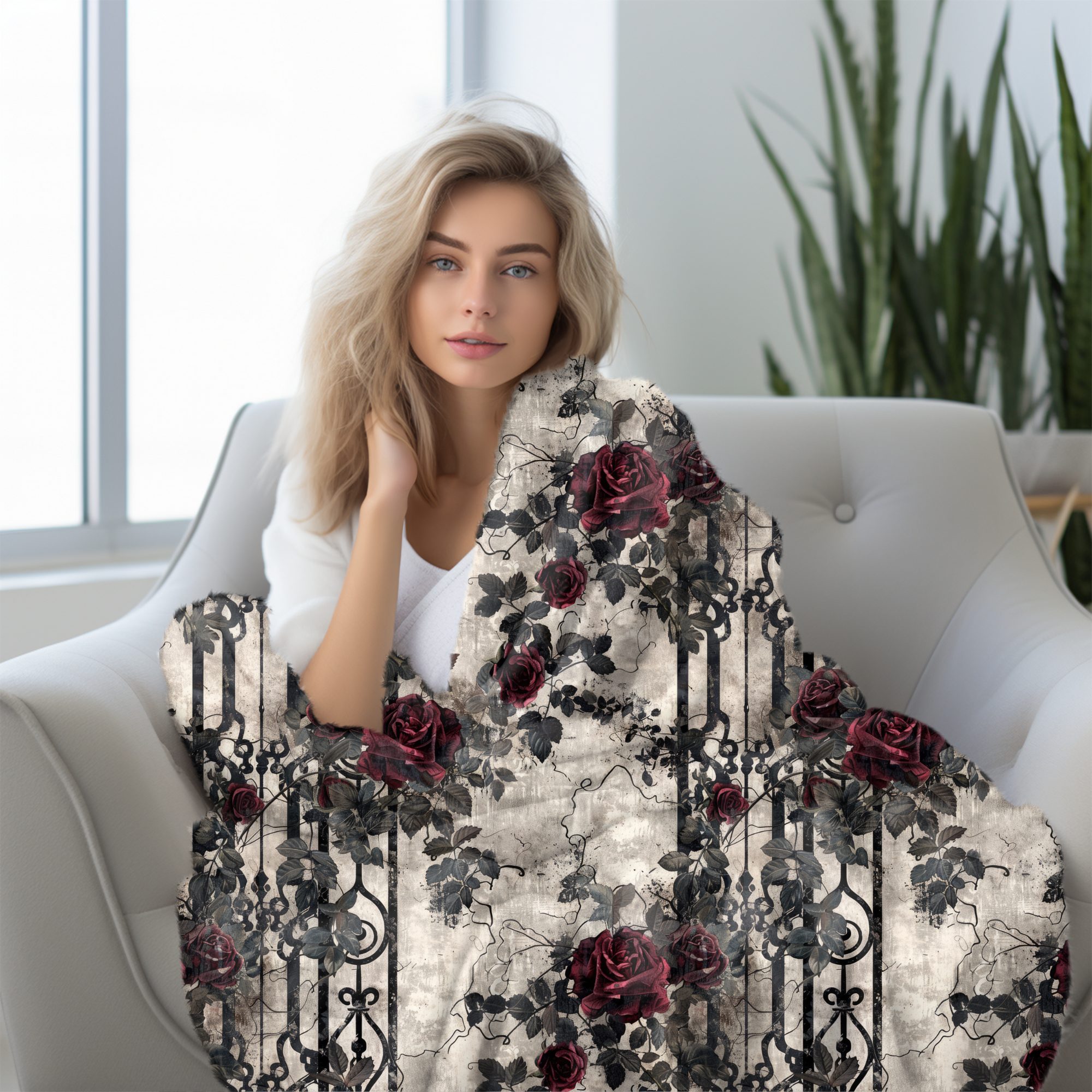 Victorian Gothic Garden – Sherpa Throw Blanket