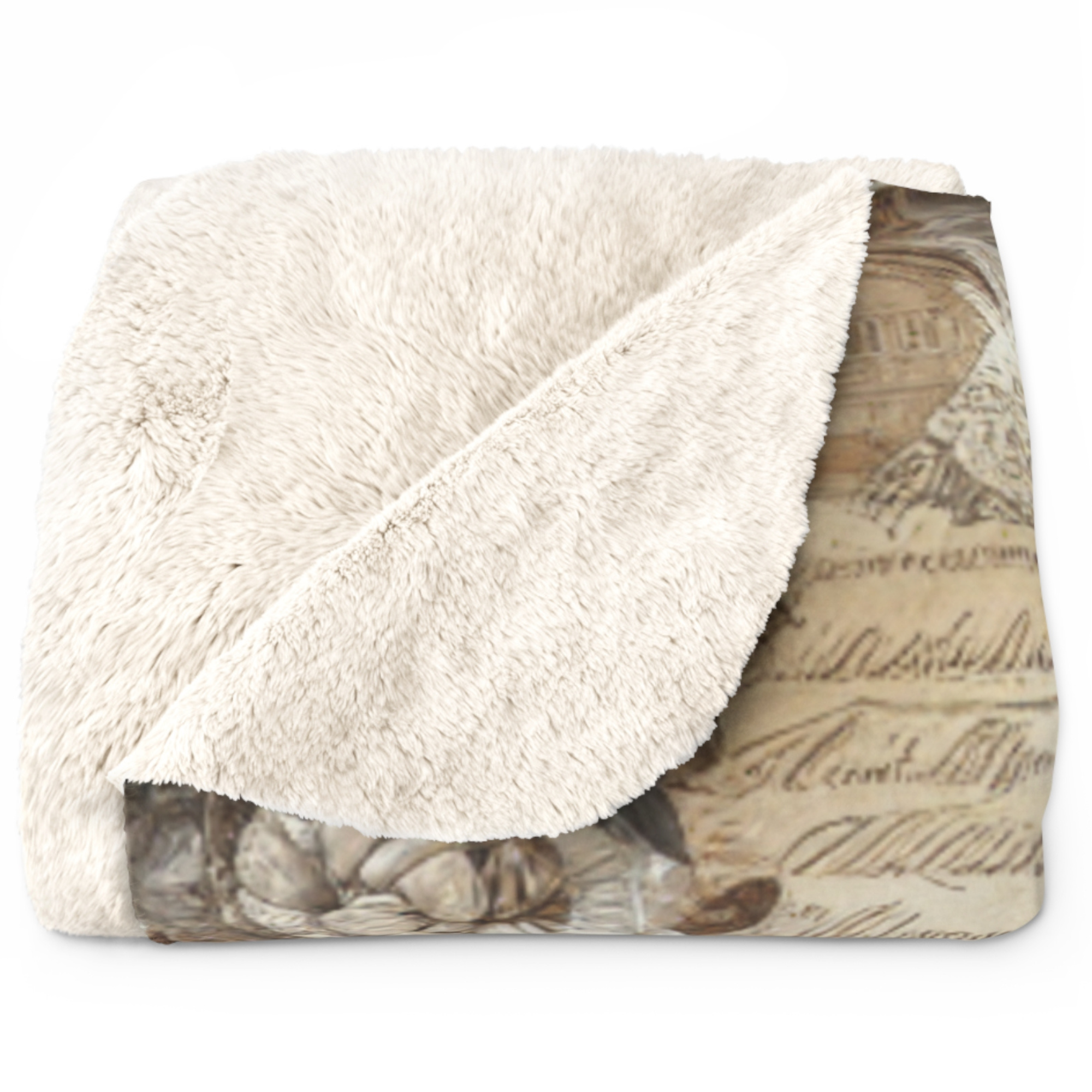 Vintage Coffee Bar Collage – Cozy Sherpa Café Blanket