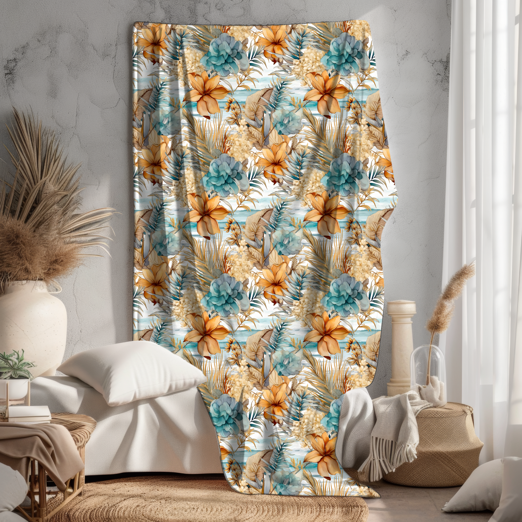 Tropical Sunset Blooms – Velveteen Blanket