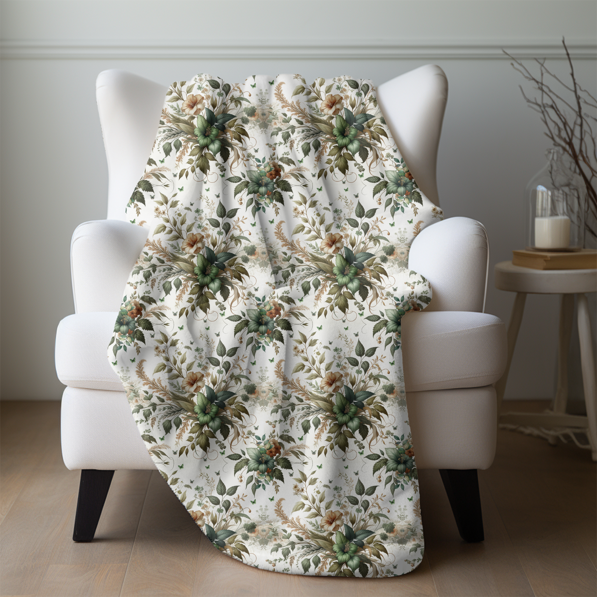 Botanical Garden Harmony – Cozy Sherpa Floral Blanket