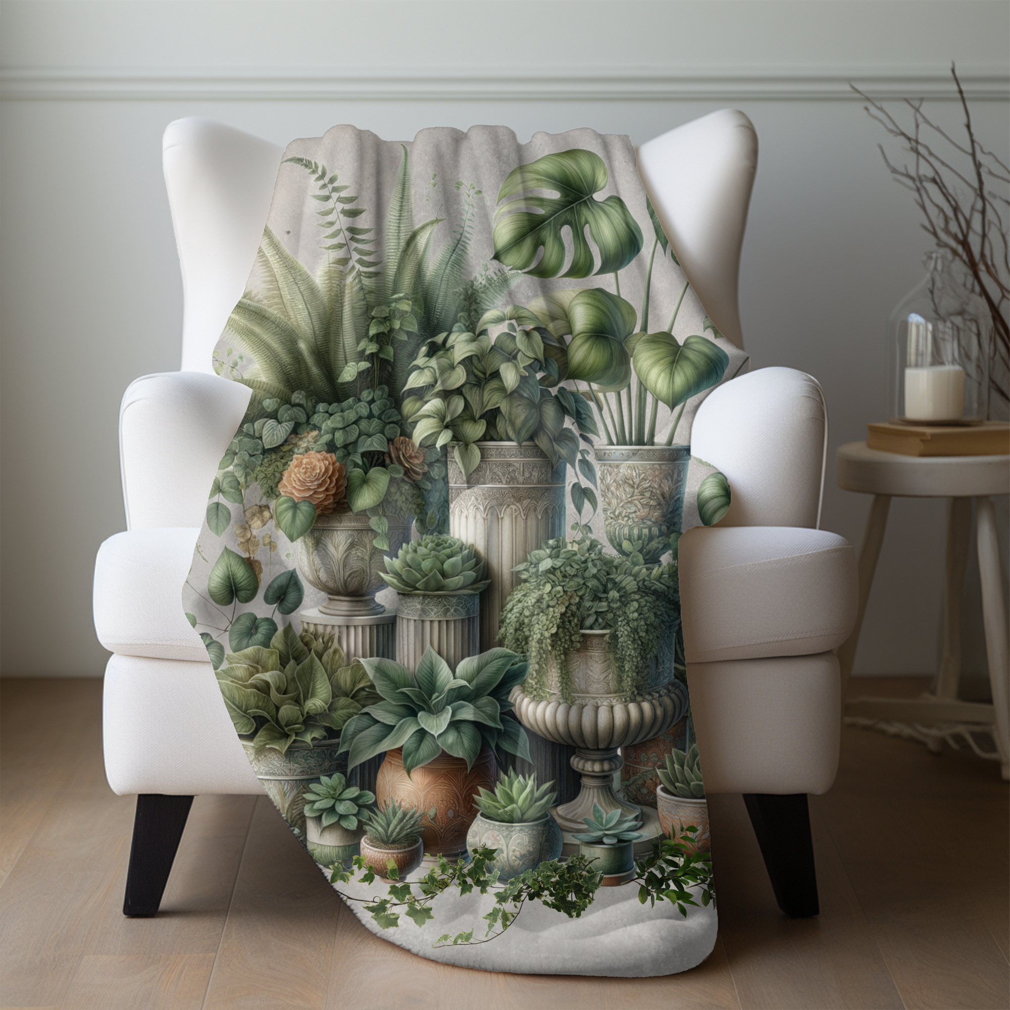 Potted Botanical Garden – Plant Lover’s Velveteen Blanket