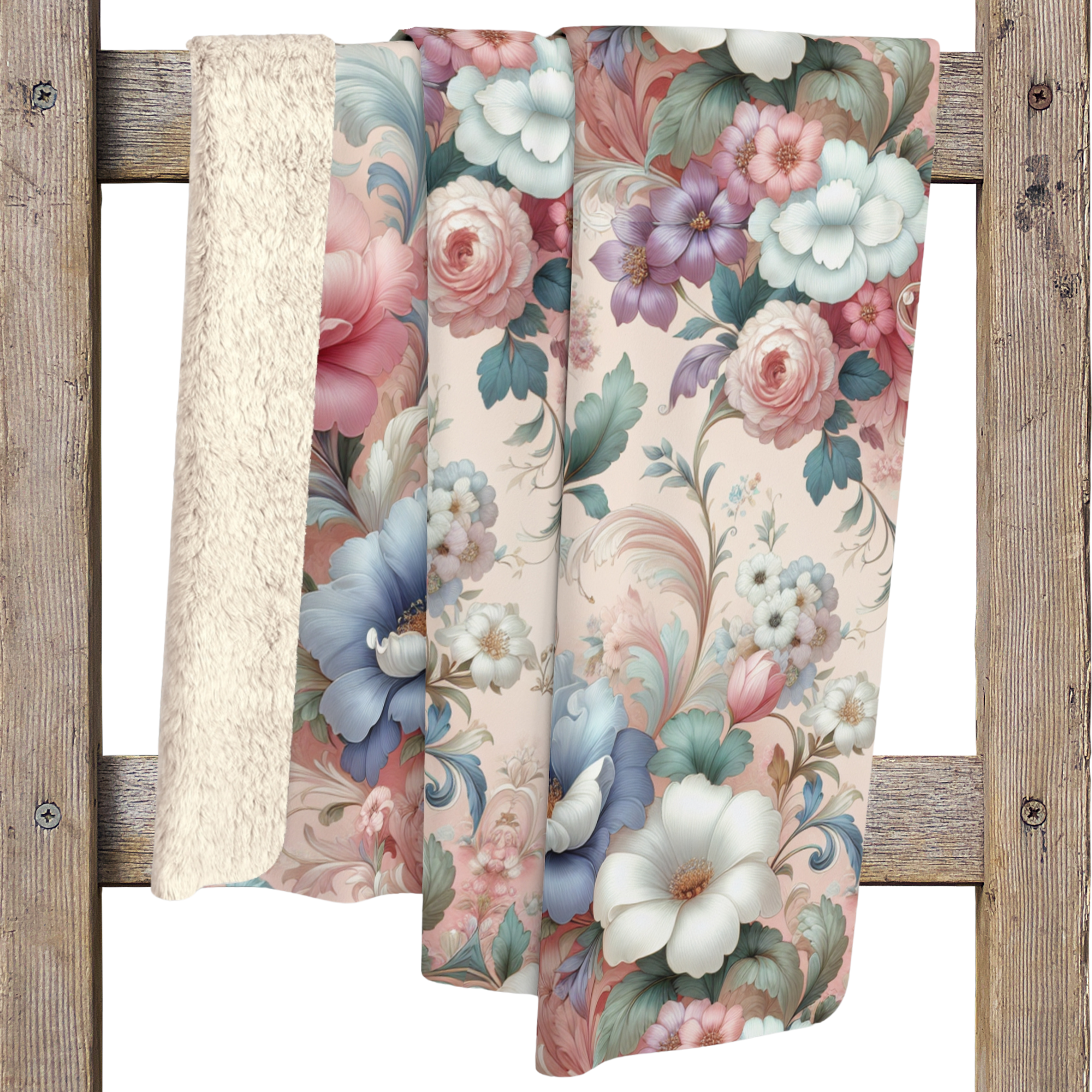 Victorian Rose Bouquet – Romantic Sherpa Floral Blanket