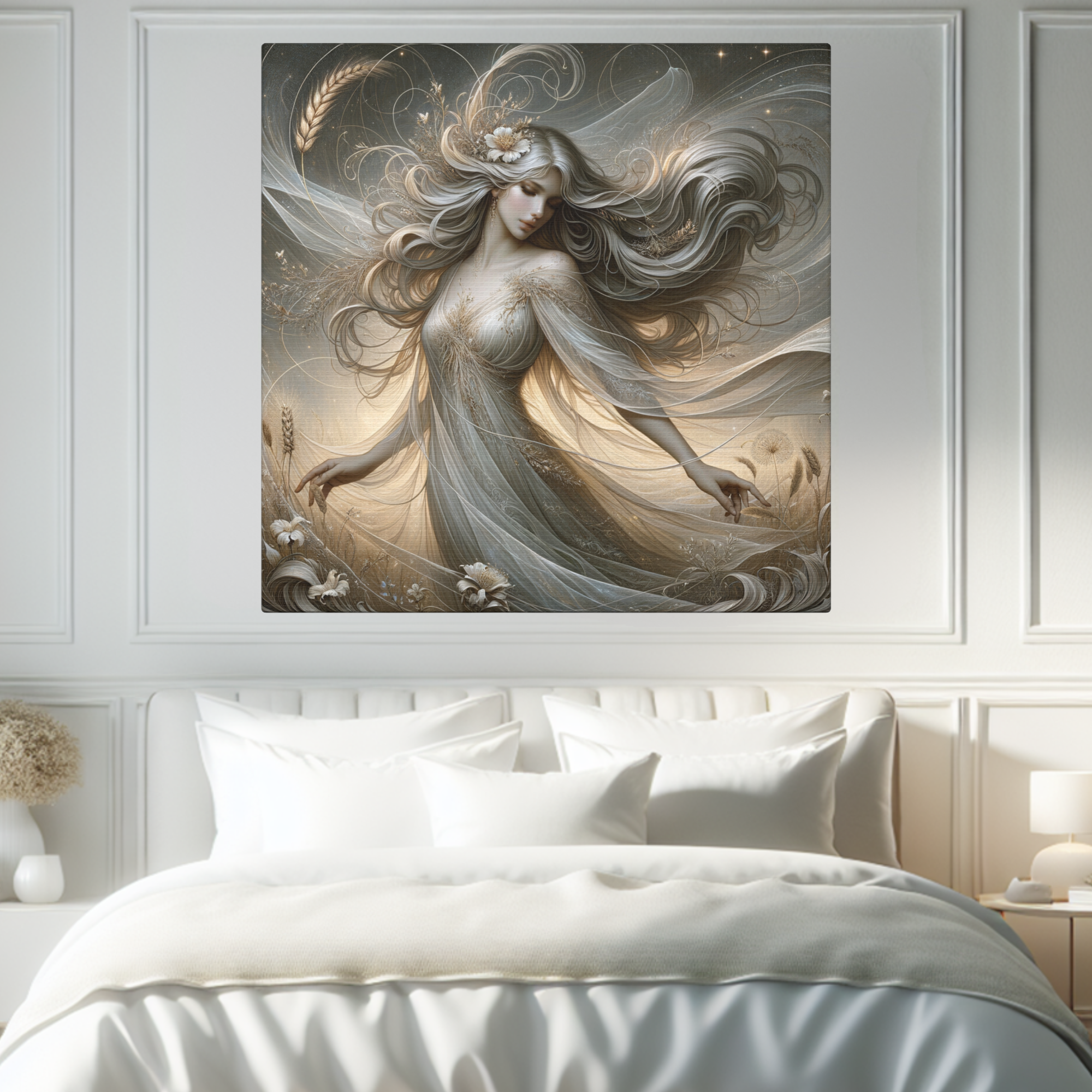Ethereal Goddess Wall Art – Elegant Angelic Woman Canvas