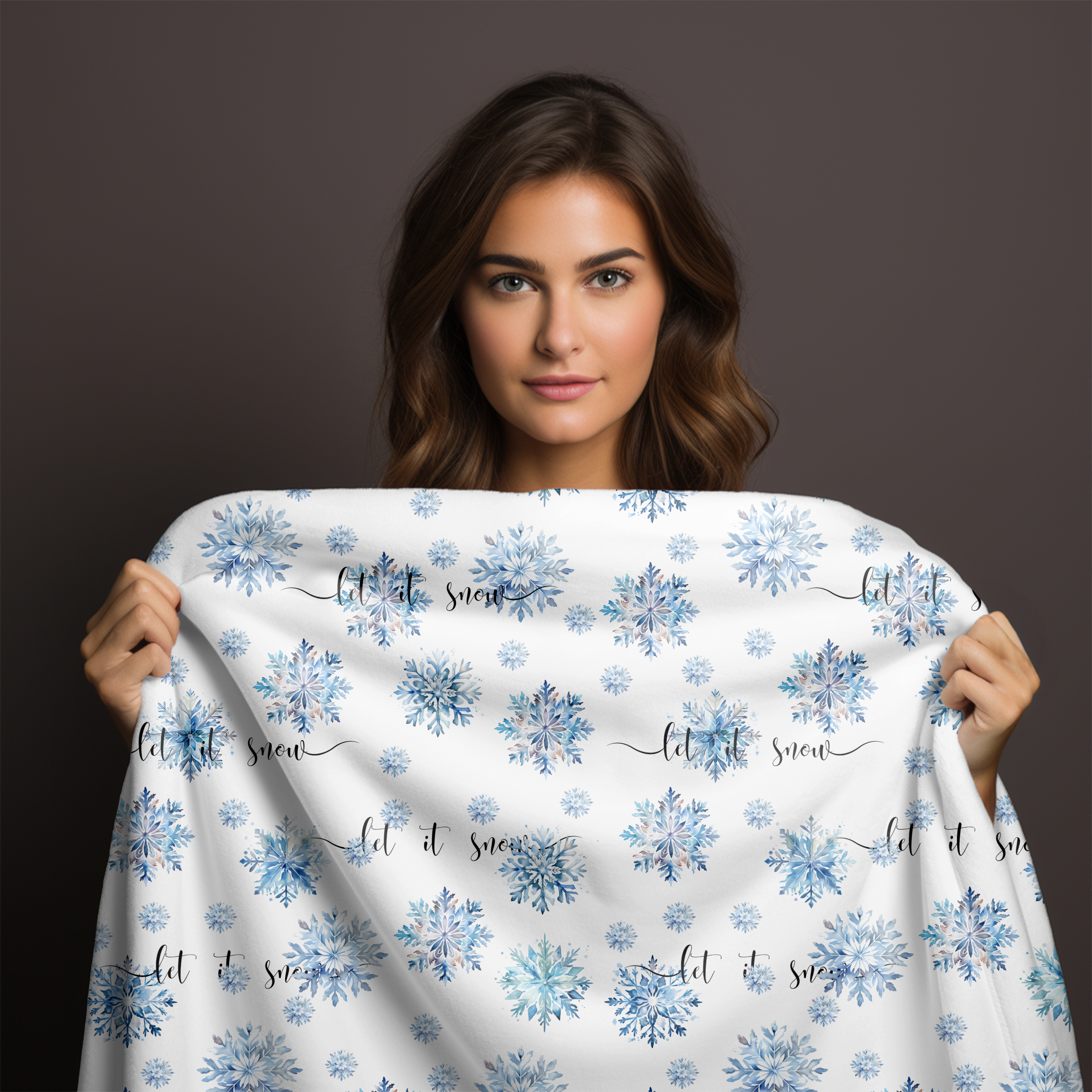 Let It Snow – Blue Snowflake Velveteen Blanket
