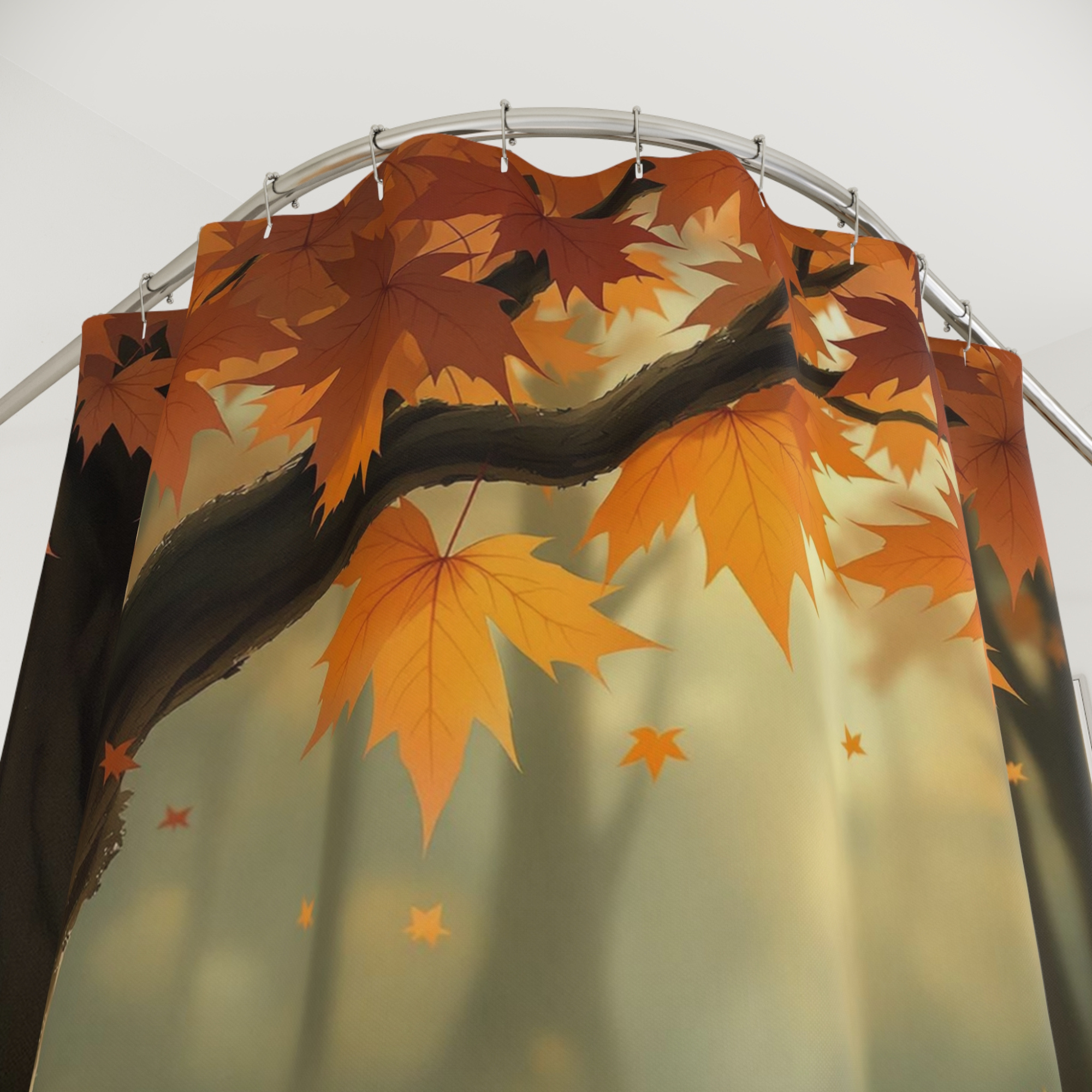 Autumn Chipmunk With Umbrella – Whimsical Fall Shower Curtain