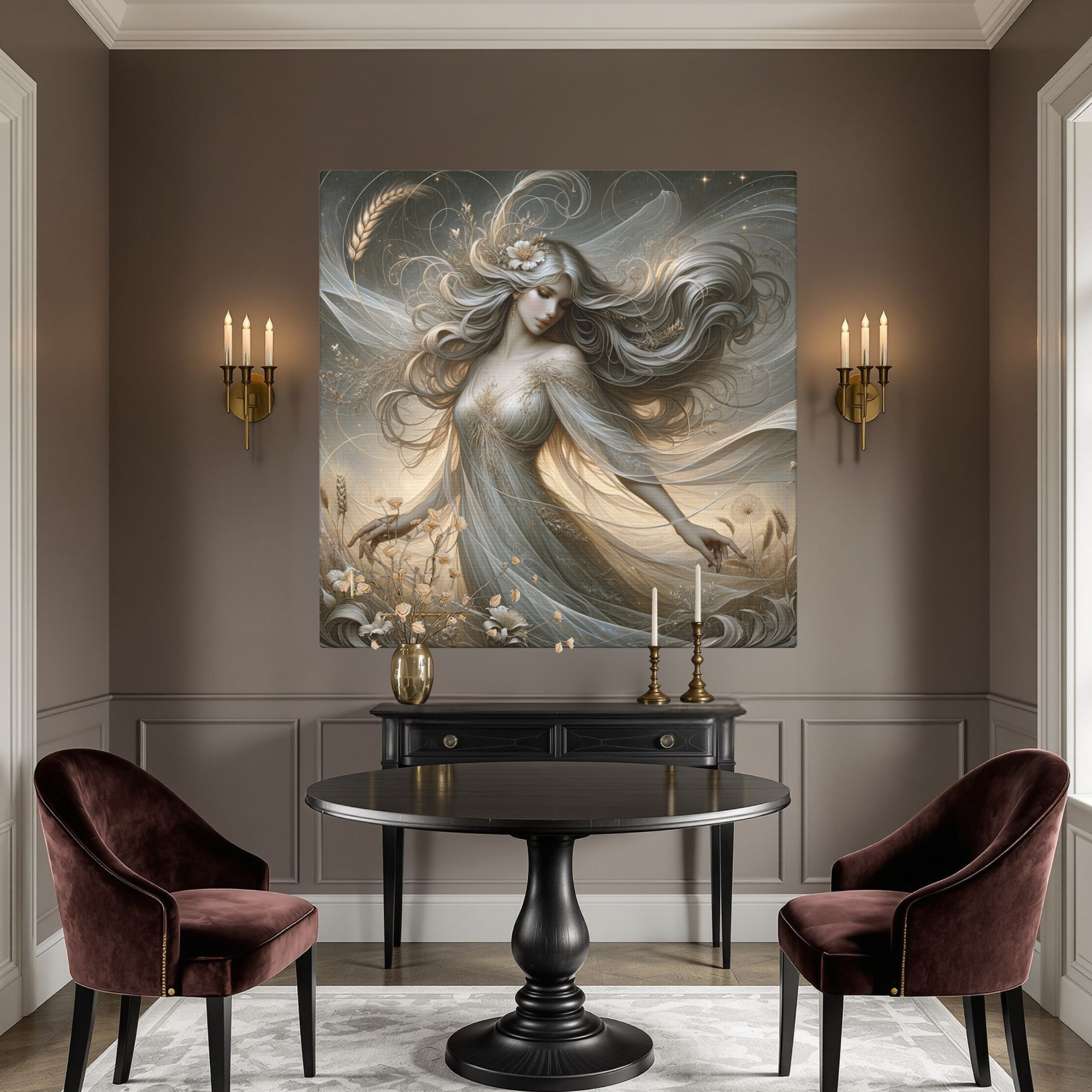 Ethereal Goddess Wall Art – Elegant Angelic Woman Canvas