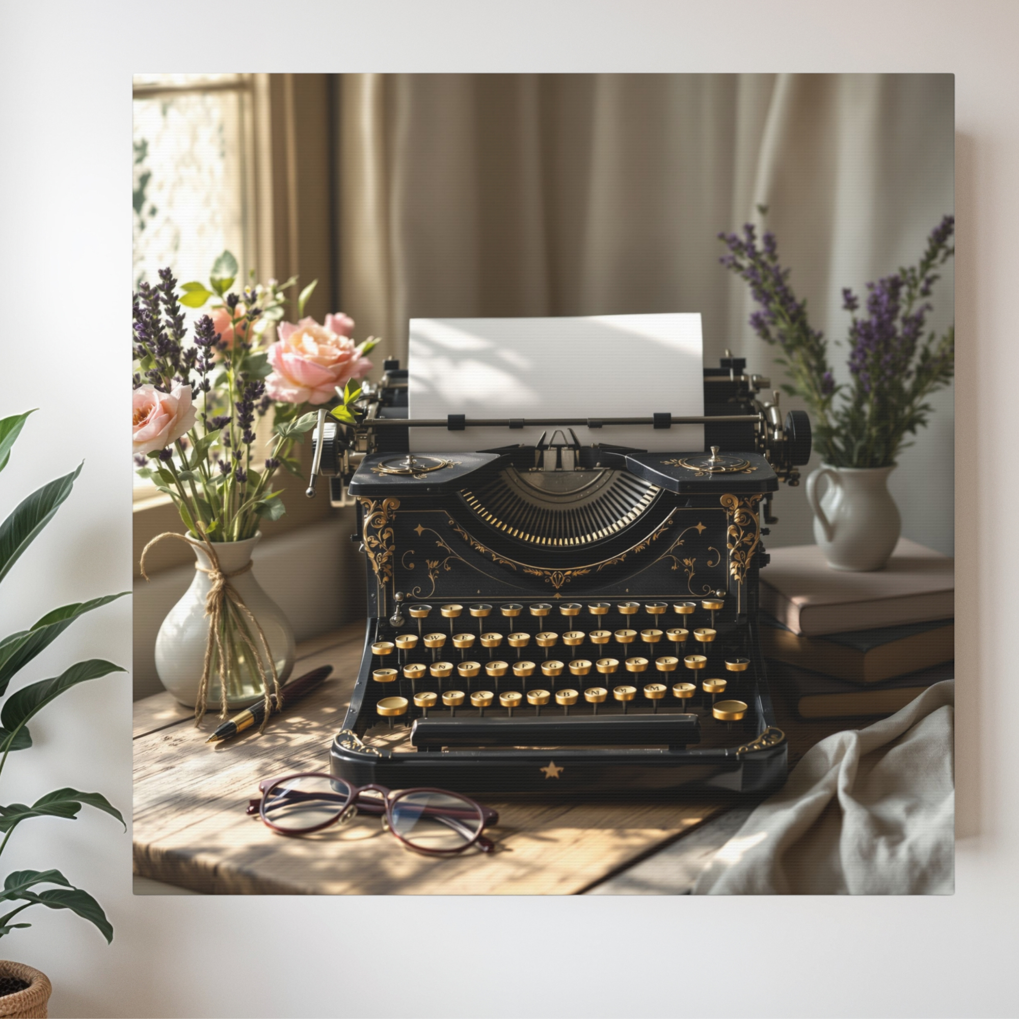 Vintage Typewriter Wall Art – Antique Writing Desk Décor