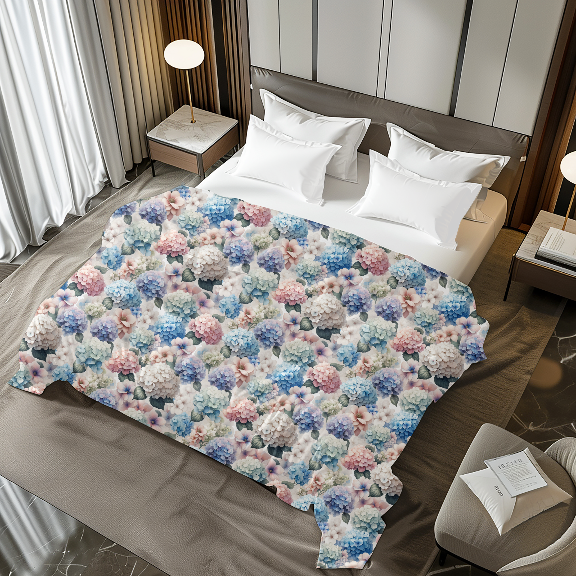 Pastel Hydrangea Garden Duvet Cover – Romantic Floral Bedding