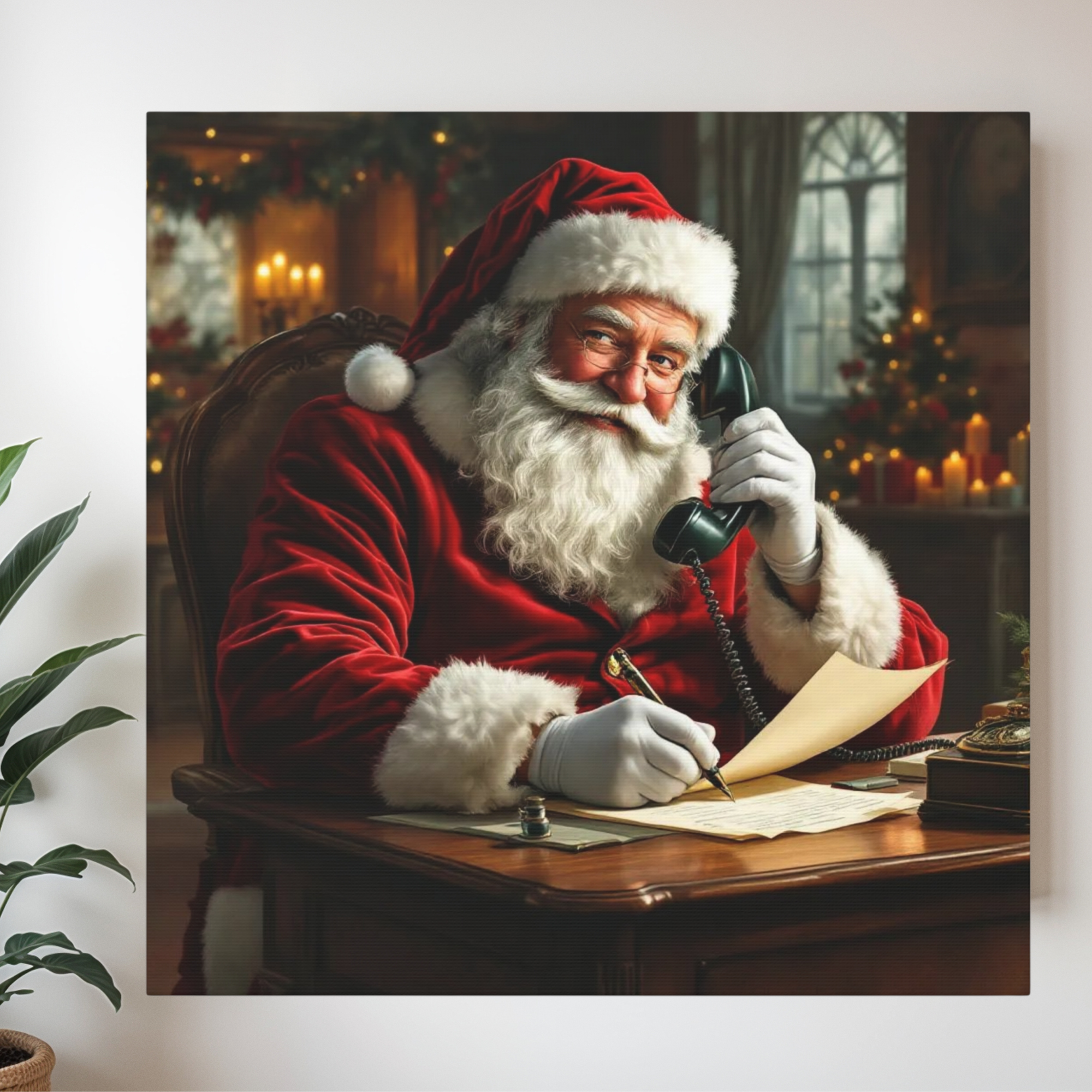 Vintage Santa on the Phone – Vintage Santa Claus Wall Art