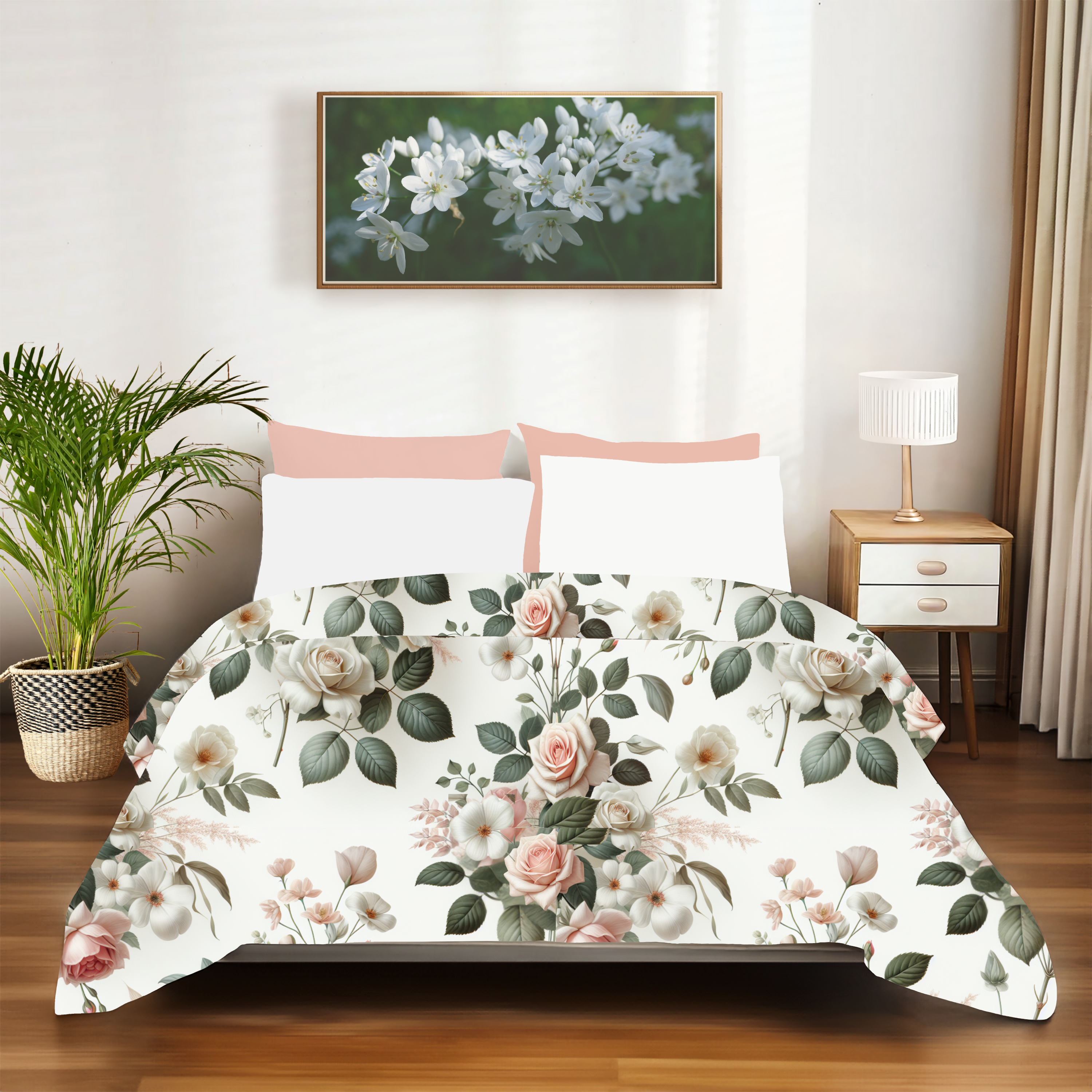 Romantic Garden Bouquet – Blush Floral Duvet Cover