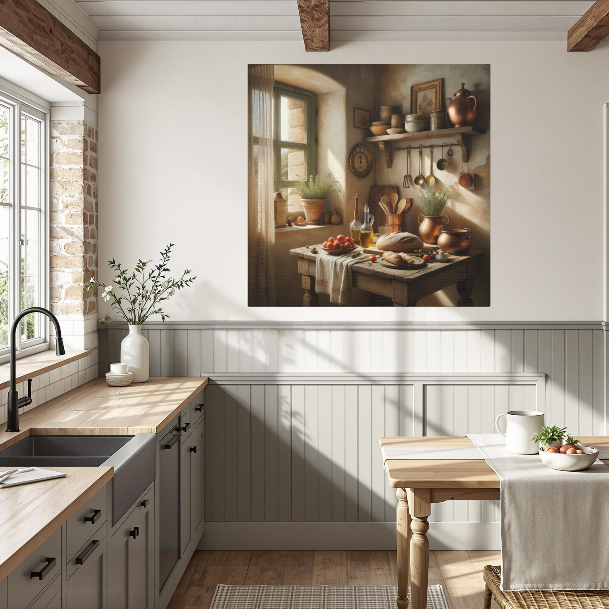 Sunlit Italian Kitchen Wall Art – Rustic Tuscan Countryside Décor