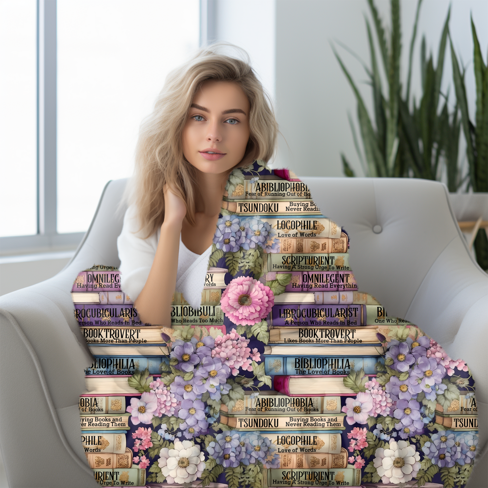 Words We Love – Colorful Literary Book Spine Velveteen Blanket