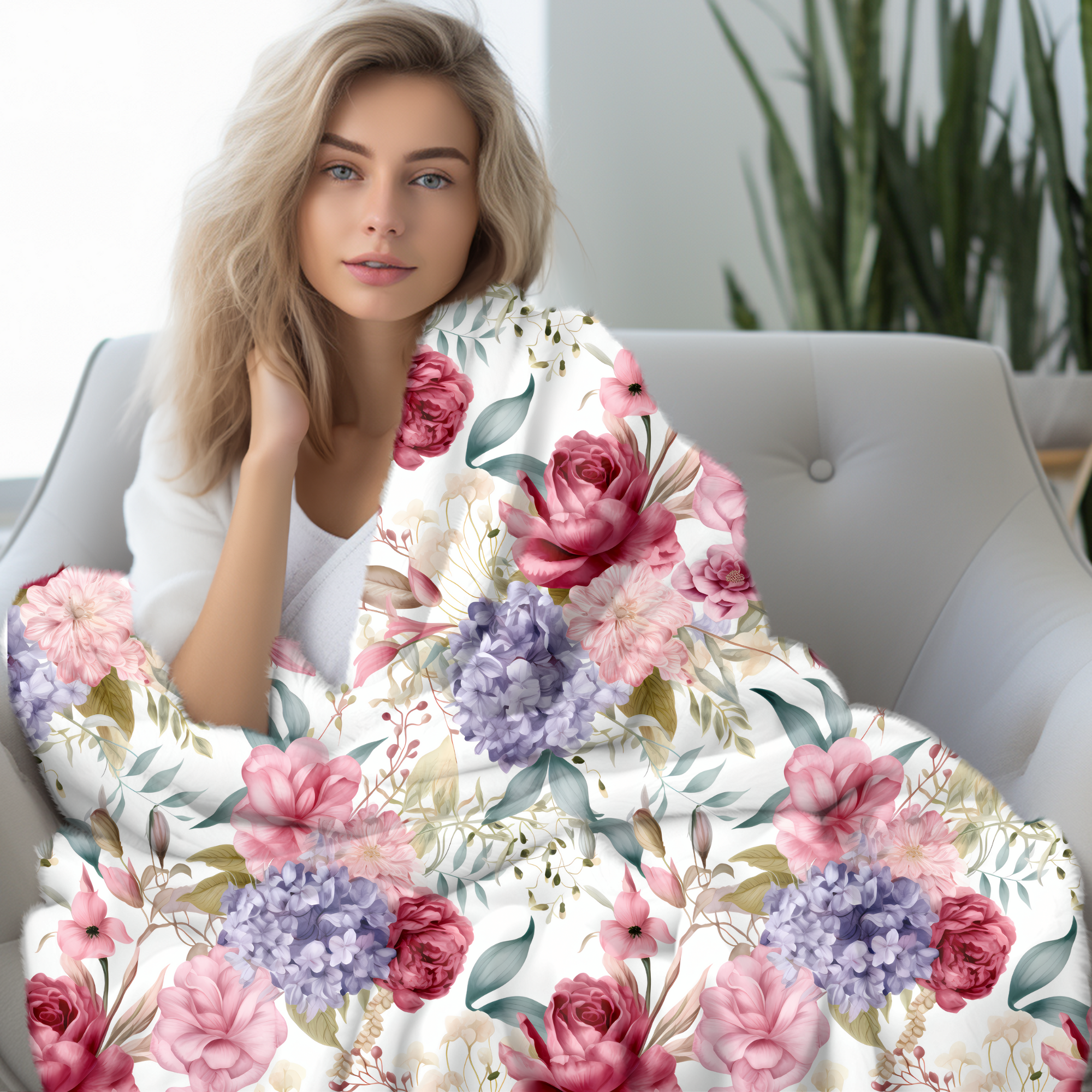 Romantic Rose Garden – Bold Floral Velveteen Blanket
