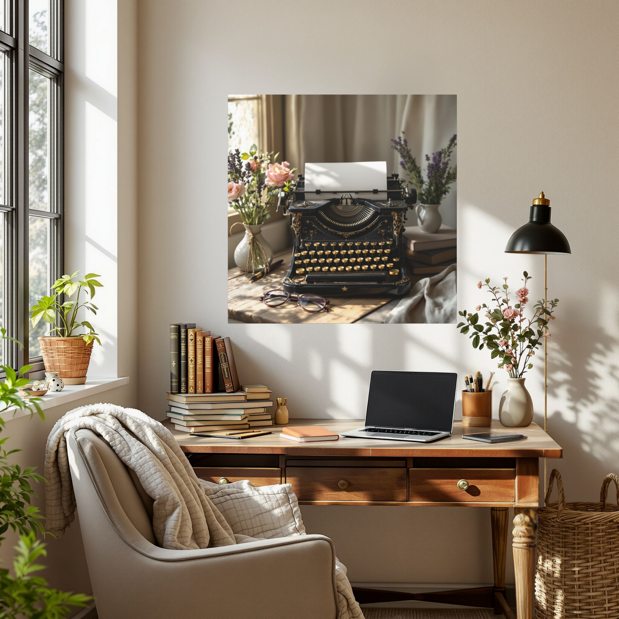 Vintage Typewriter Wall Art – Antique Writing Desk Décor
