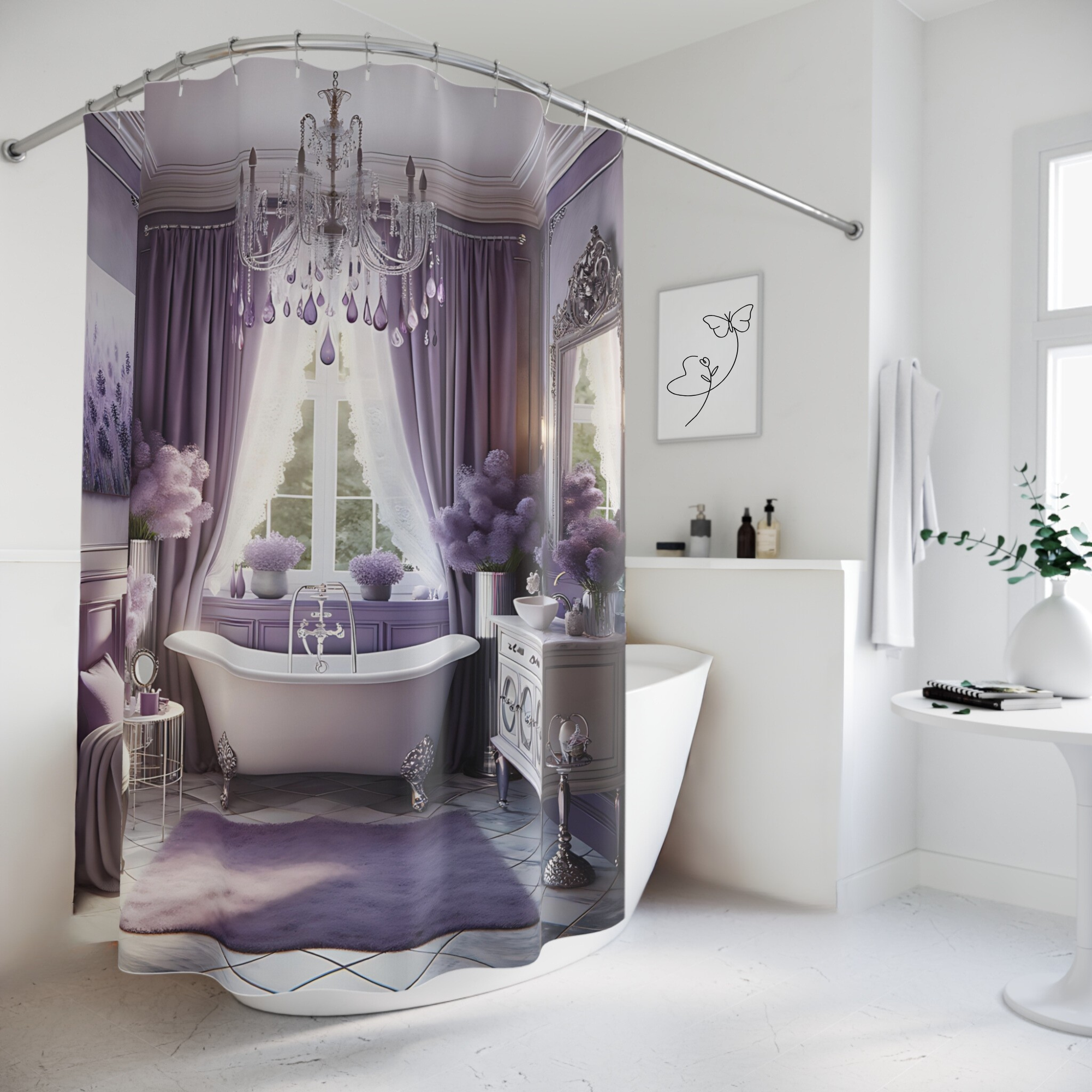 Lavender Victorian Bathroom – Elegant Purple Shower Curtain