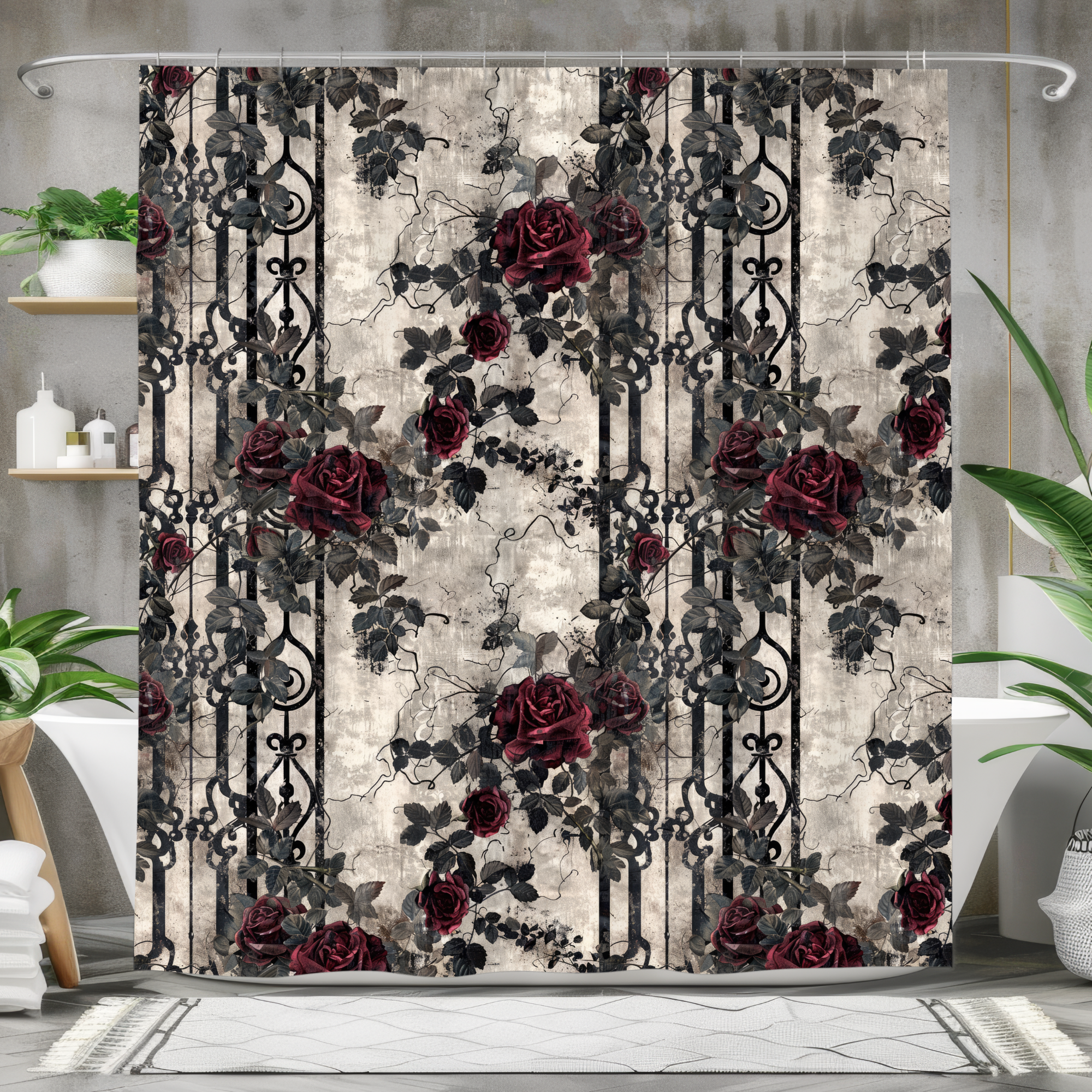 Gothic Rose Garden – Elegant Romantic Shower Curtain