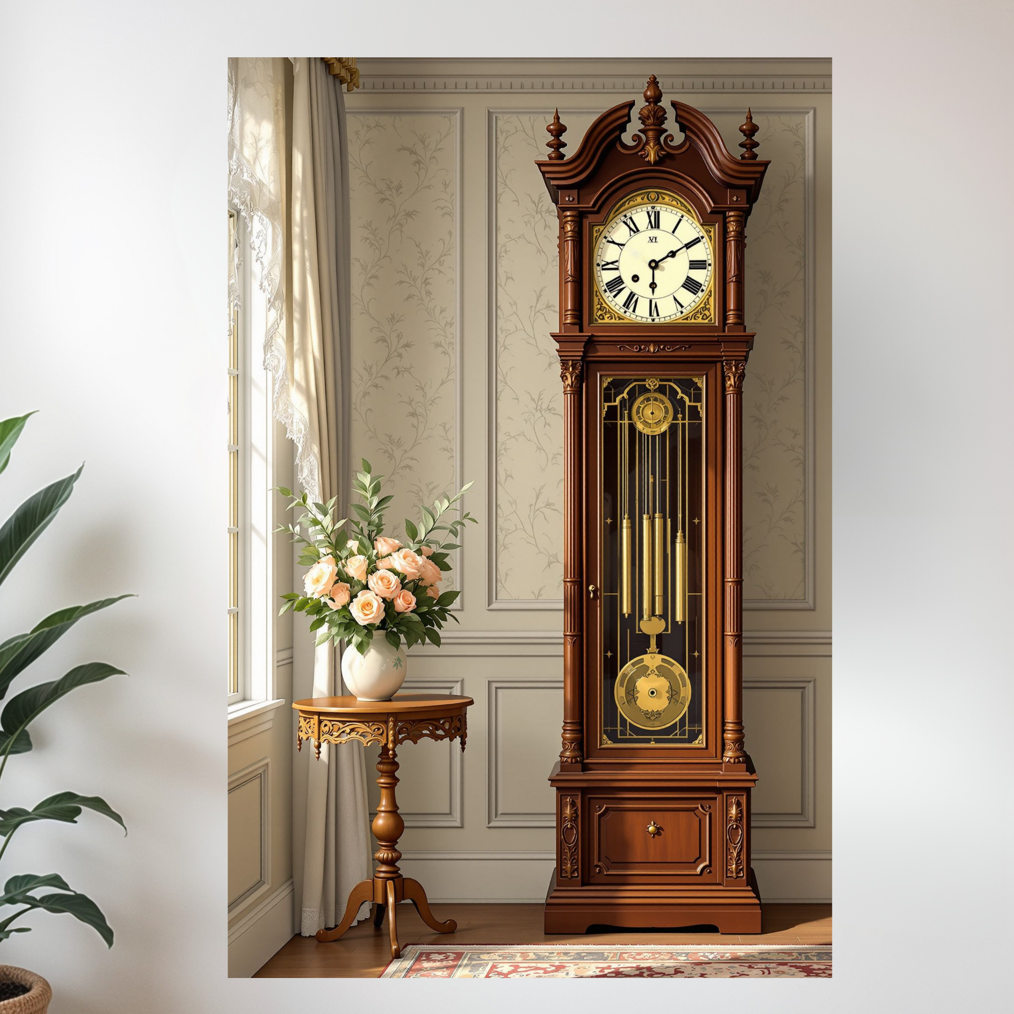 Victorian Grandfather Clock – Vintage Wall Art for Classic Home Décor