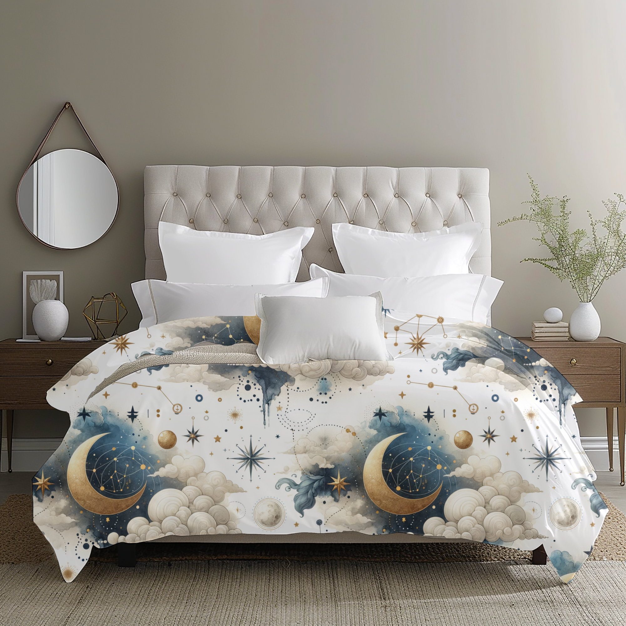 Celestial Moon Phases With Stars – Cosmic Duvet Cover