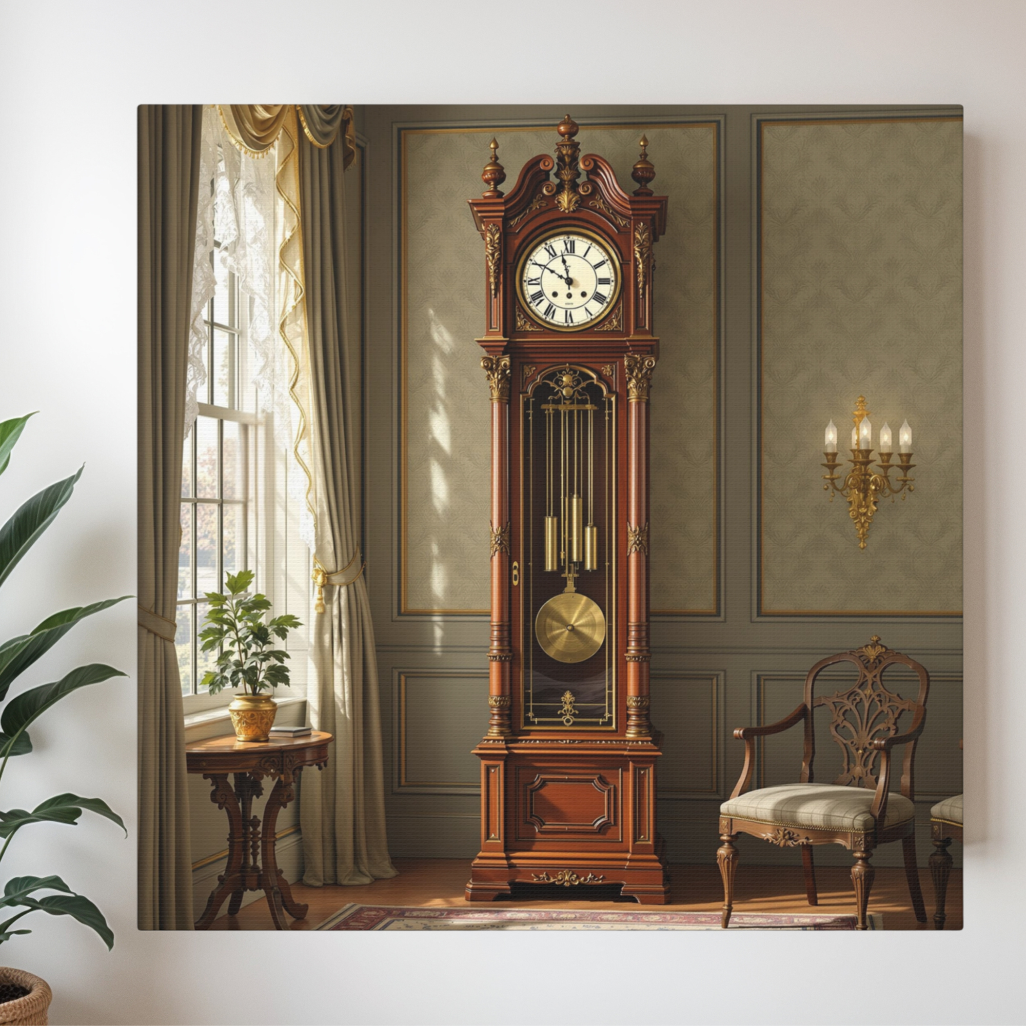 Victorian Grandfather Clock – Elegant Antique Wall Art for Classic Interiors