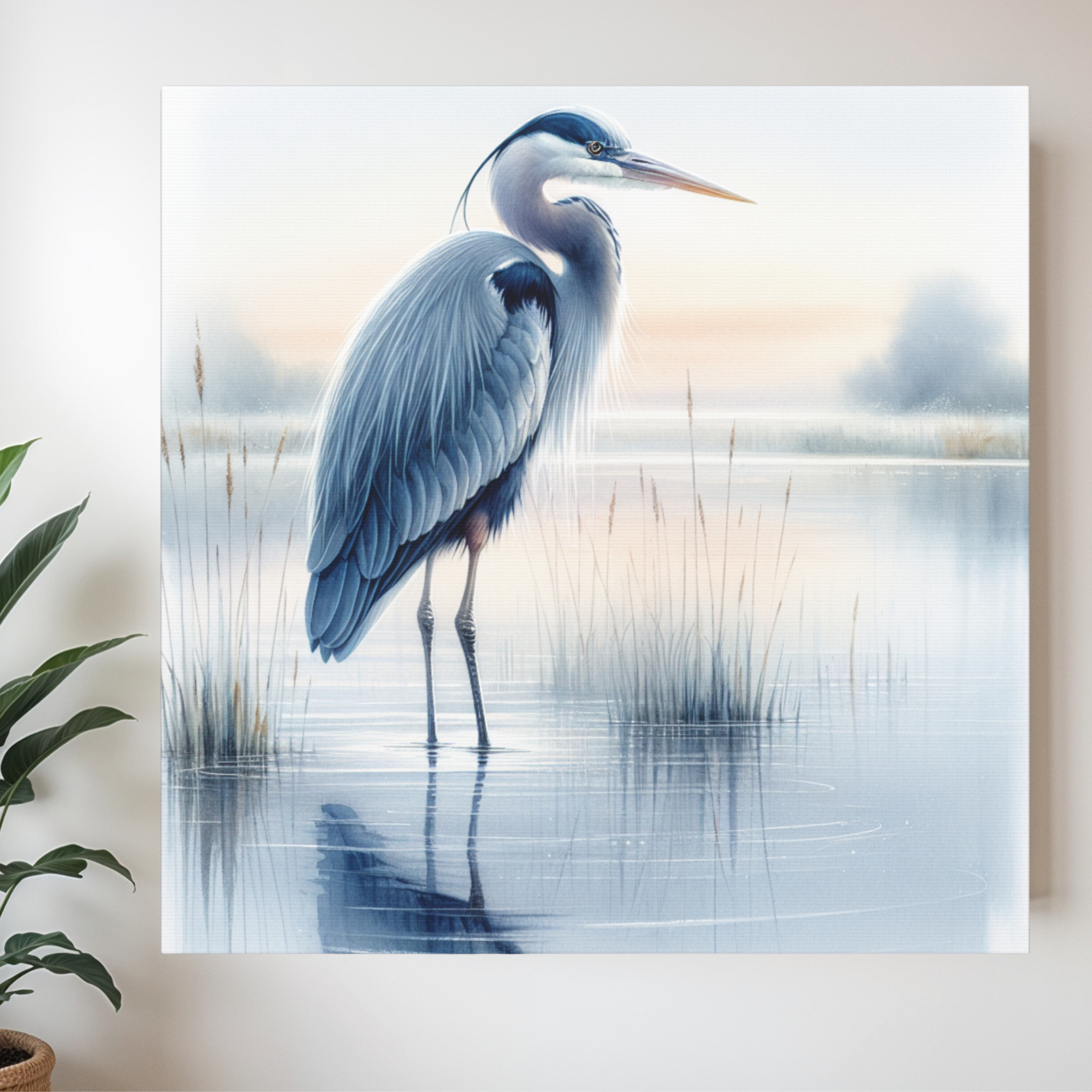 Blue Heron at Sunrise – Tranquil Nature Wall Art
