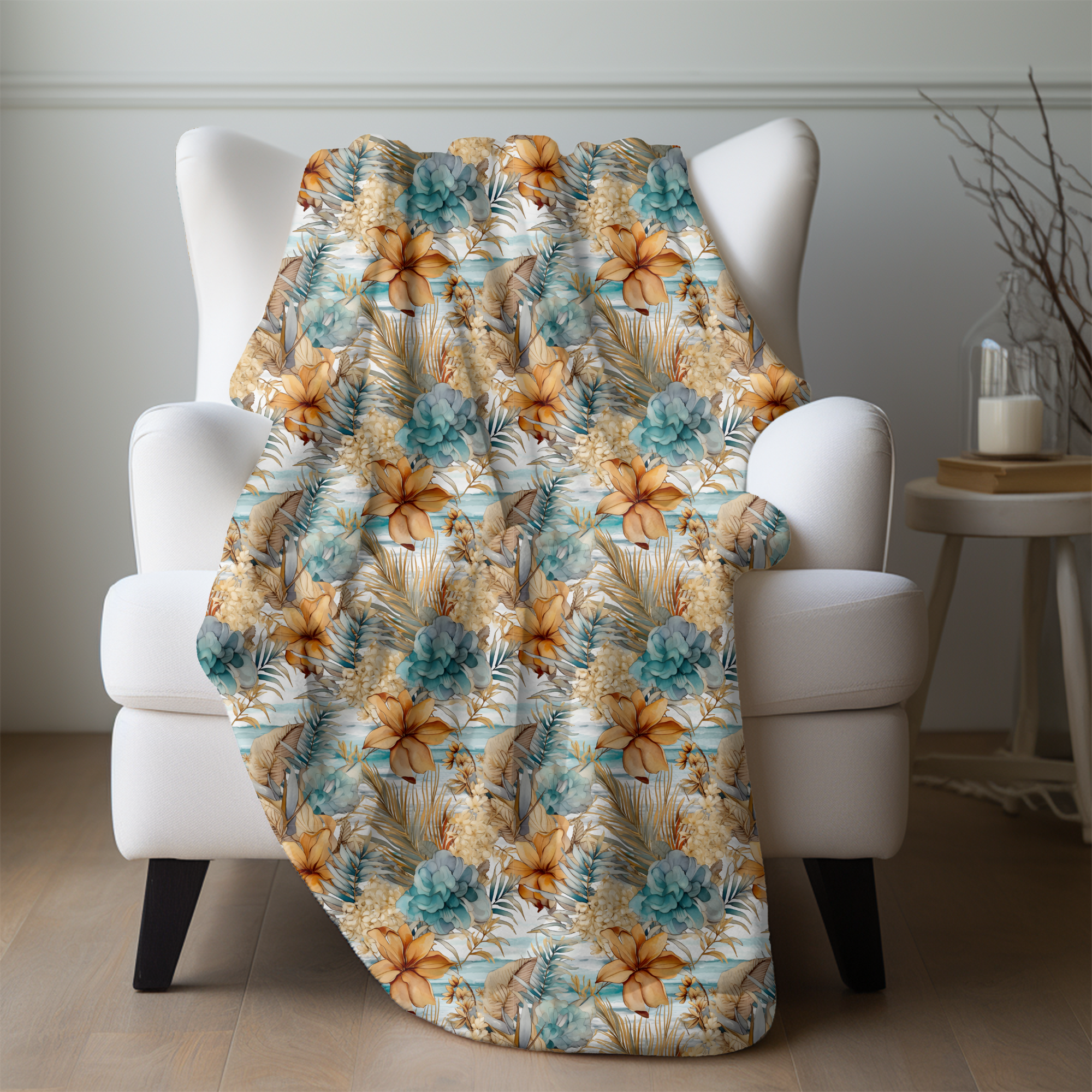 Tropical Sunset Blooms – Velveteen Blanket