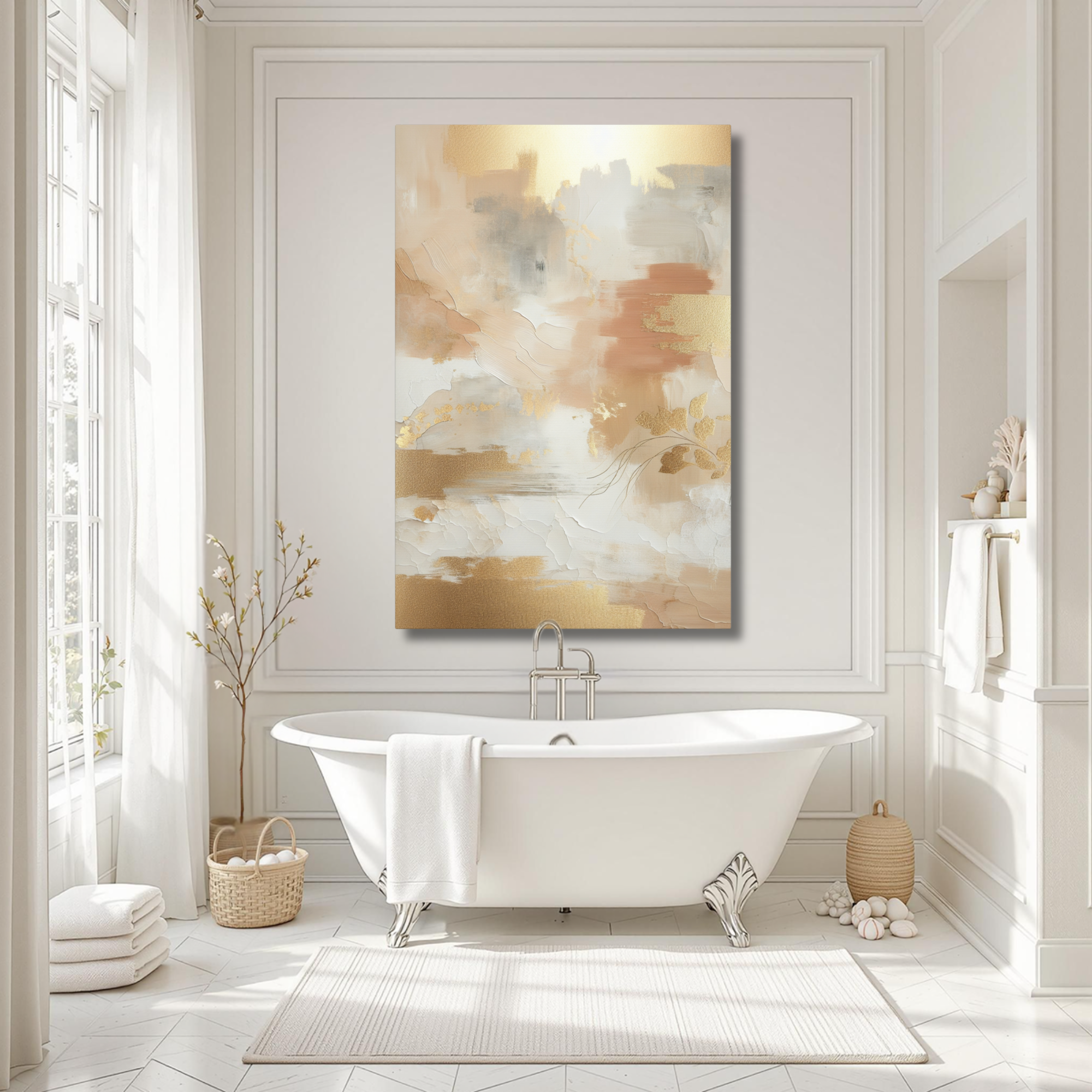 Gold and Beige Wall Art – Modern Neutral Canvas Print