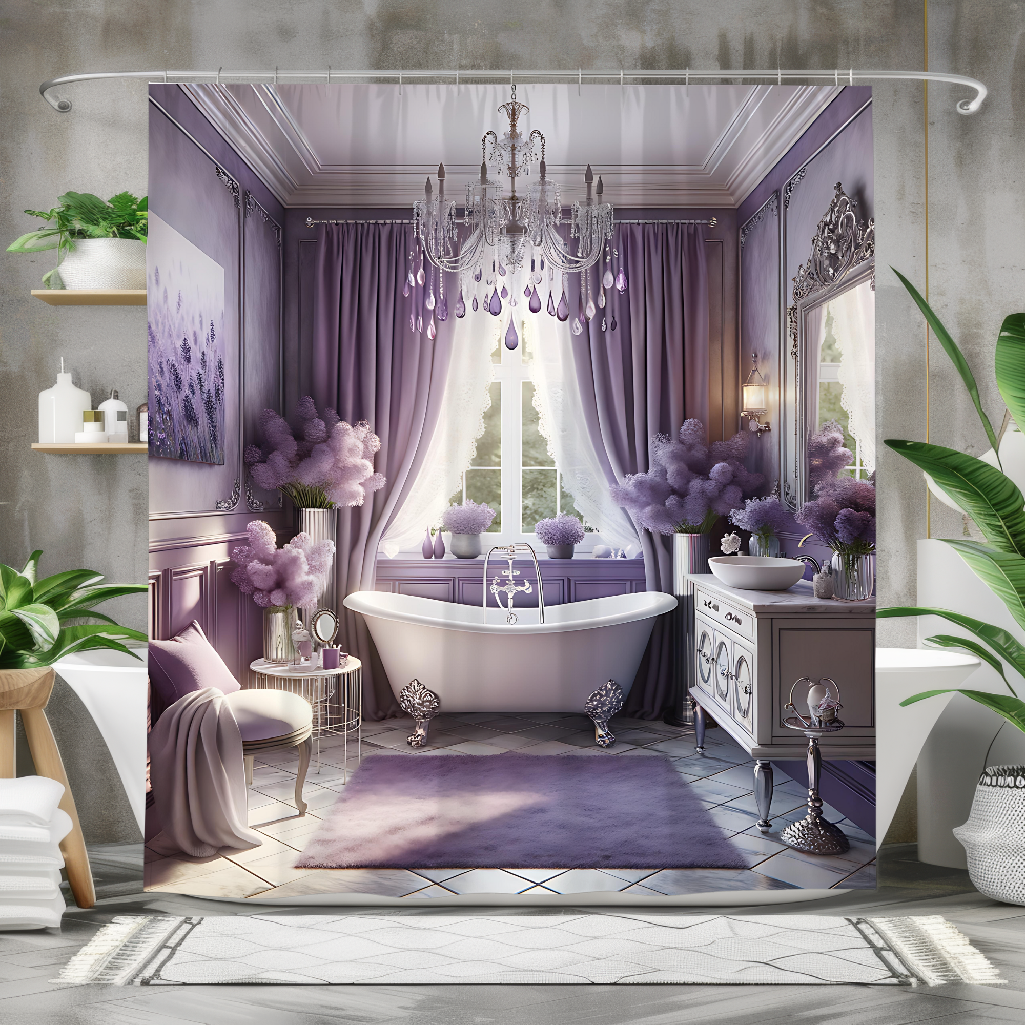 Lavender Victorian Bathroom – Elegant Purple Shower Curtain
