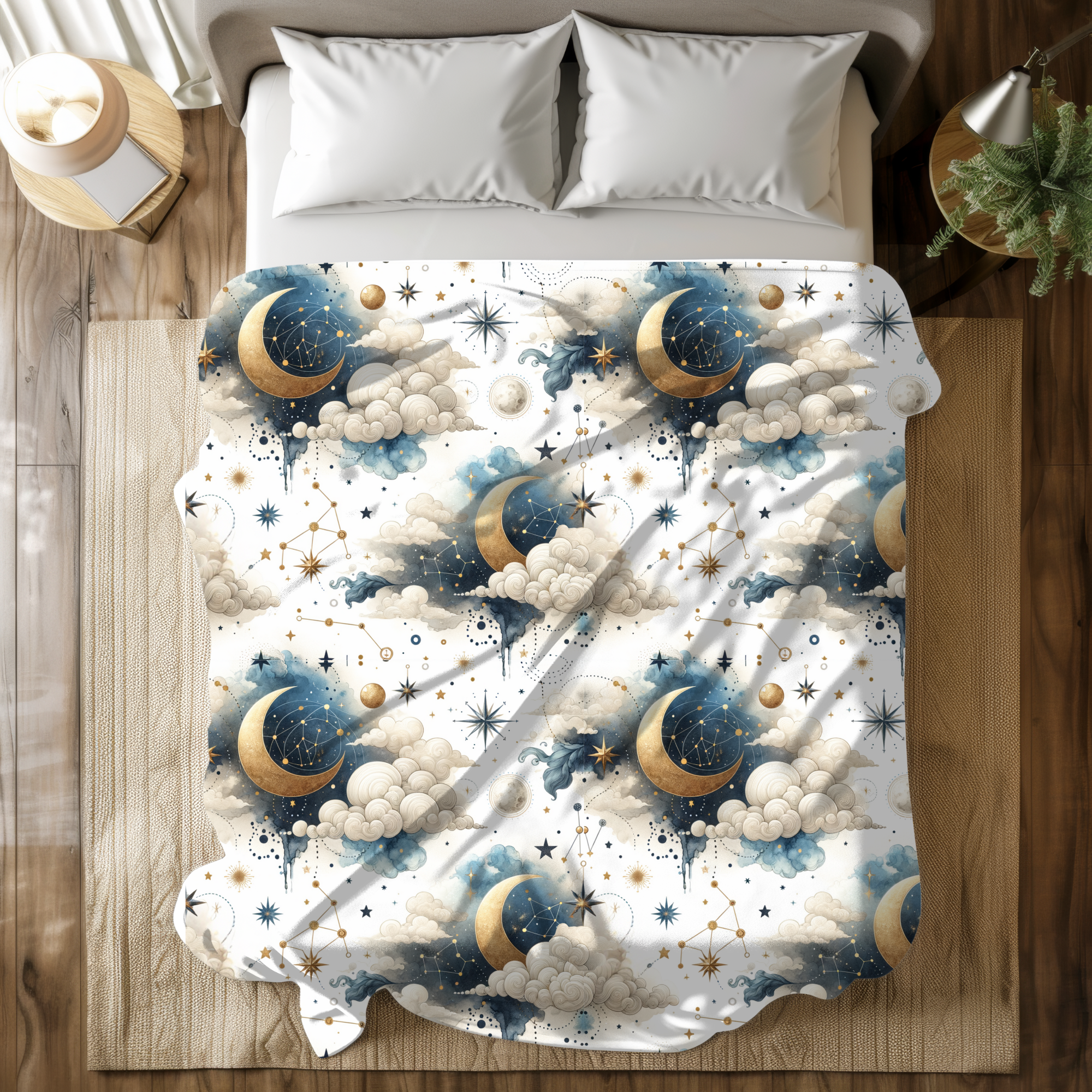 Celestial Moon Phases With Stars – Cosmic Duvet Cover