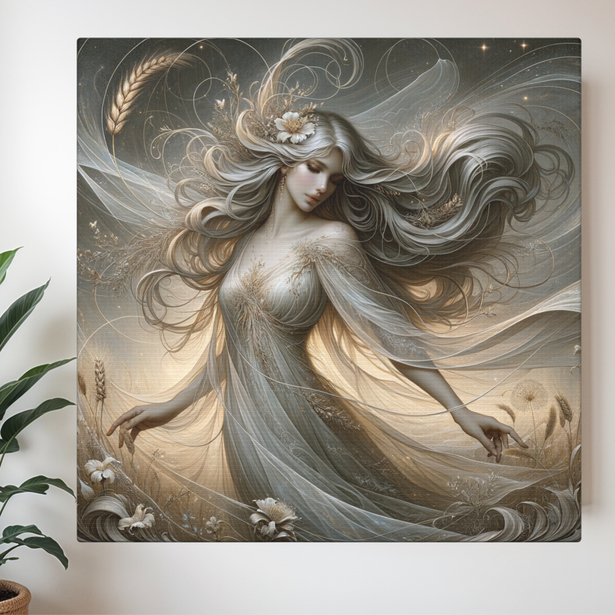 Ethereal Goddess Wall Art – Elegant Angelic Woman Canvas
