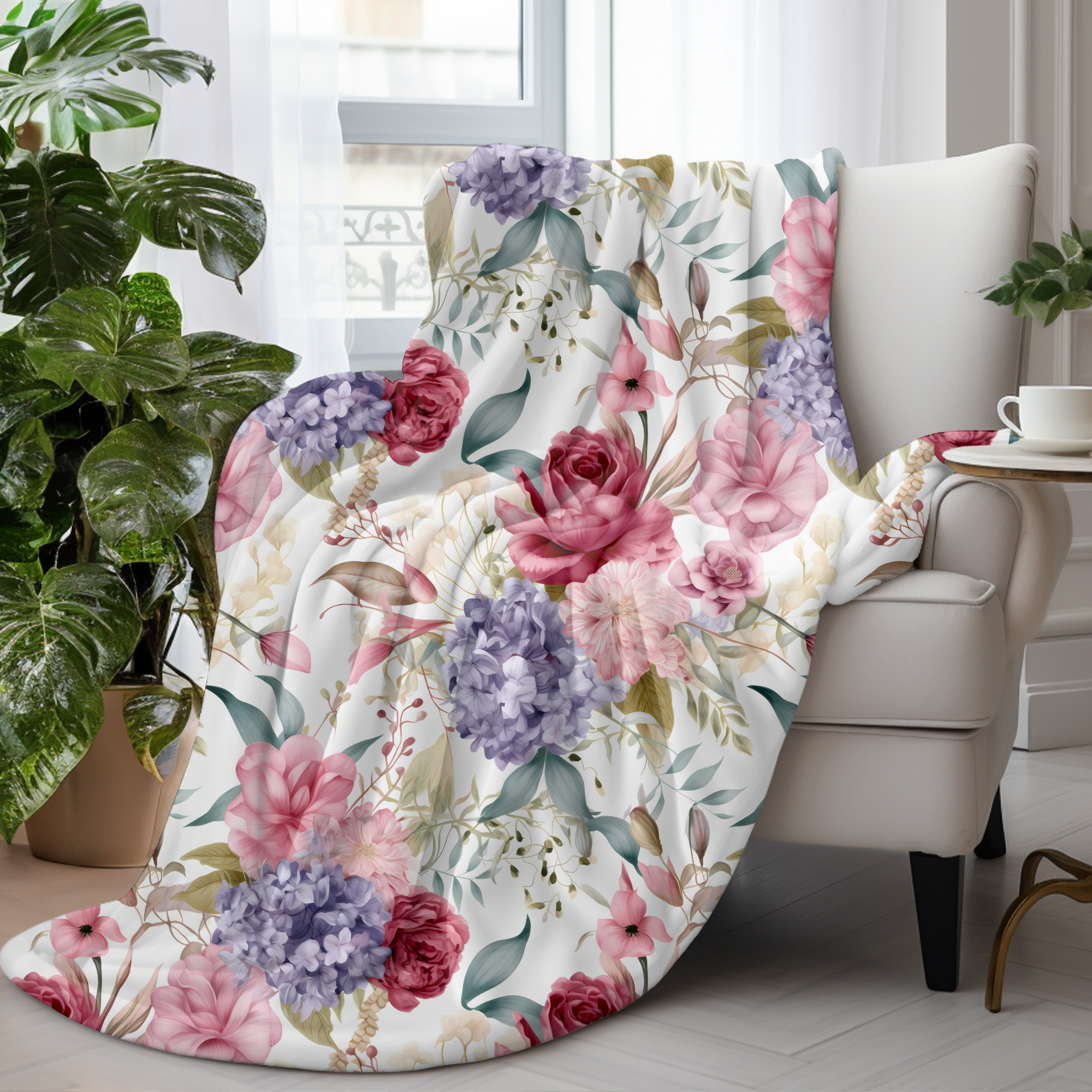 Romantic Rose Garden – Bold Floral Velveteen Blanket