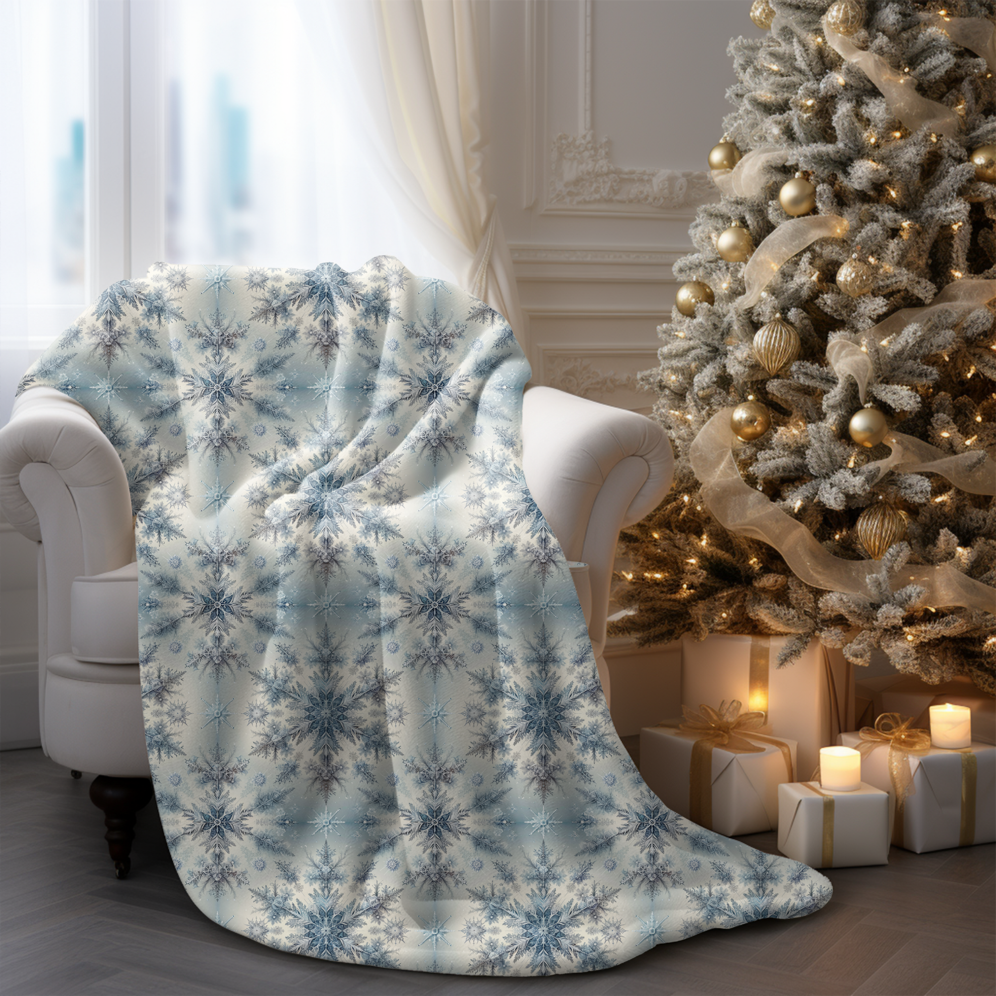 Elegant Snowflake Minky Blanket – Winter Wonderland Throw