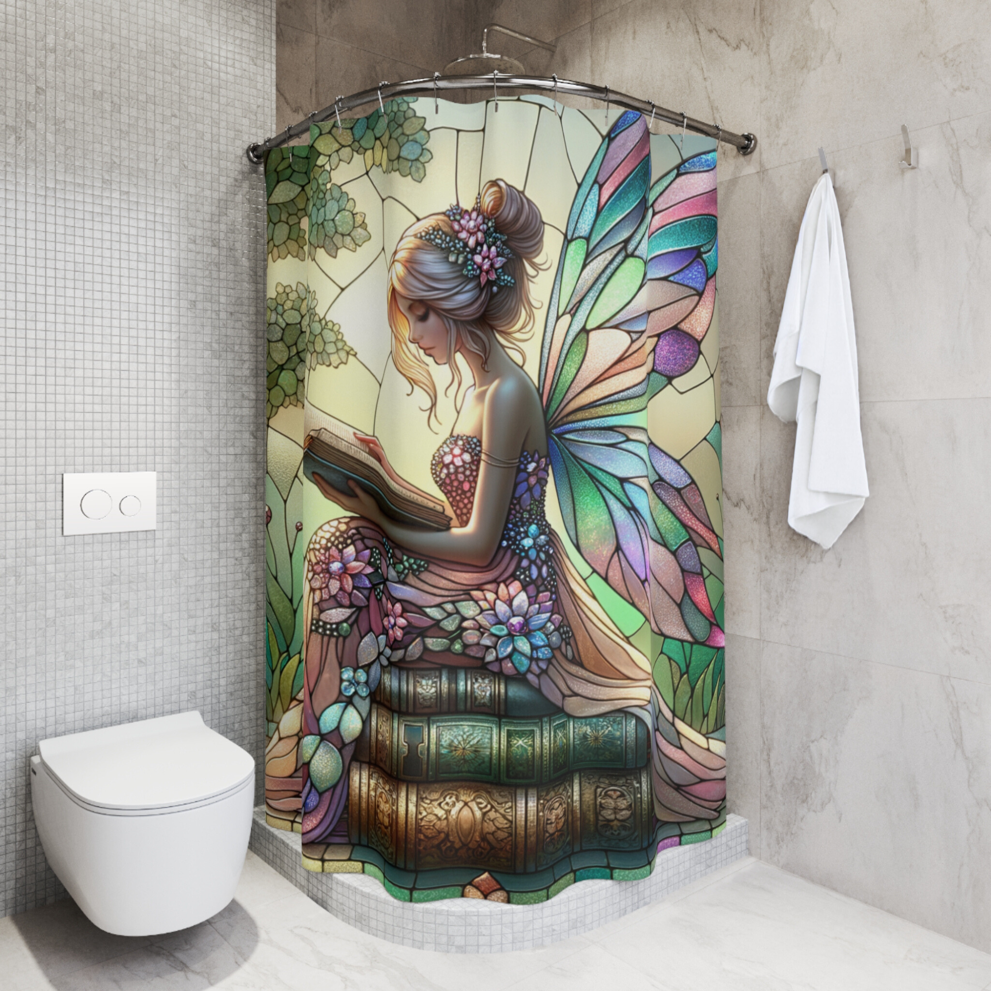 Stained Glass Fairy – Enchanted Shower Curtain